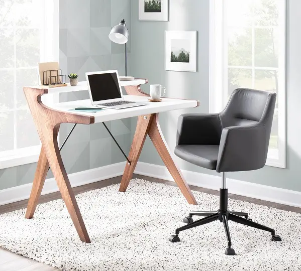 OFD-ARCHER WLW White and Walnut Wood Home Office Desk - Archer-2