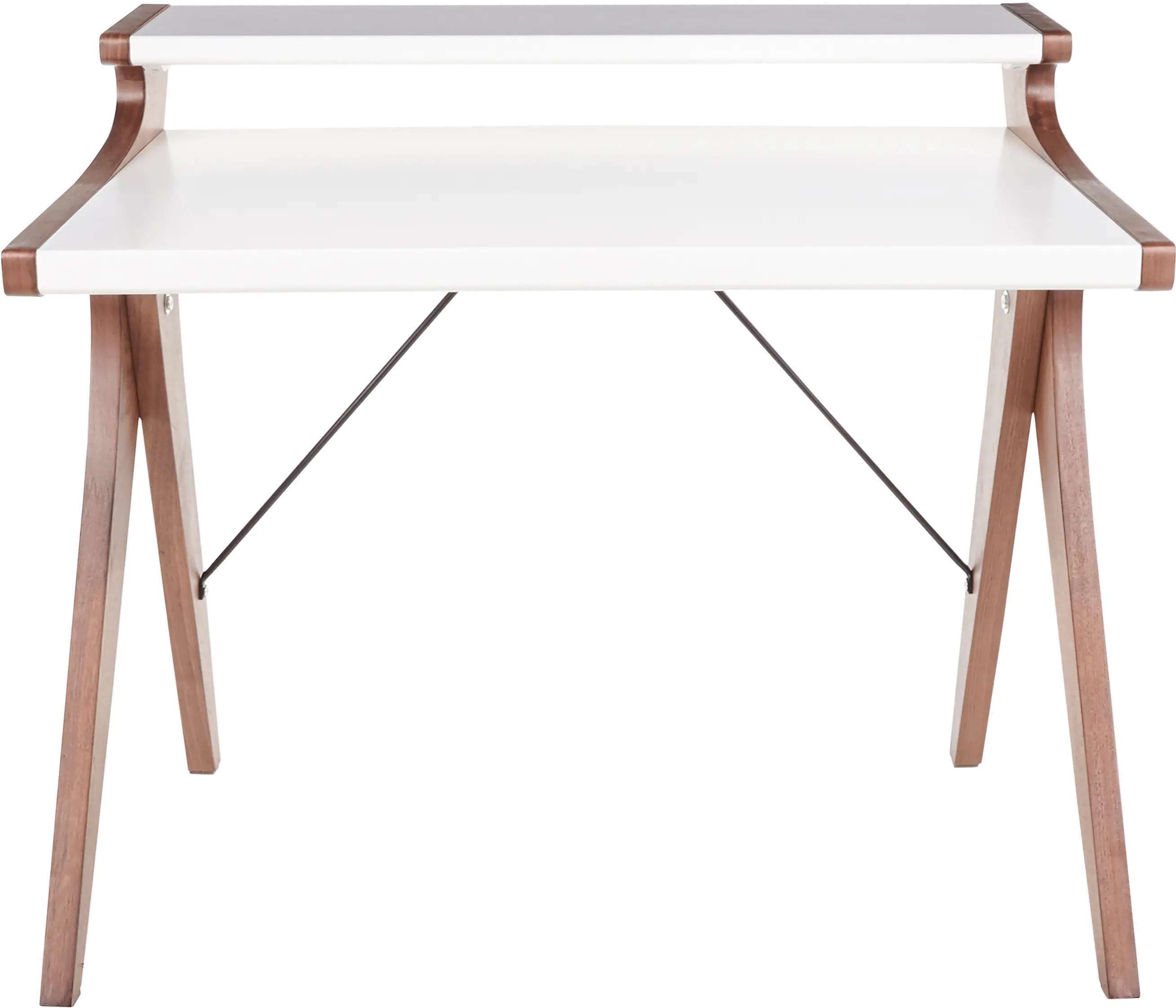 OFD-ARCHER WLW White and Walnut Wood Home Office Desk - Archer-1