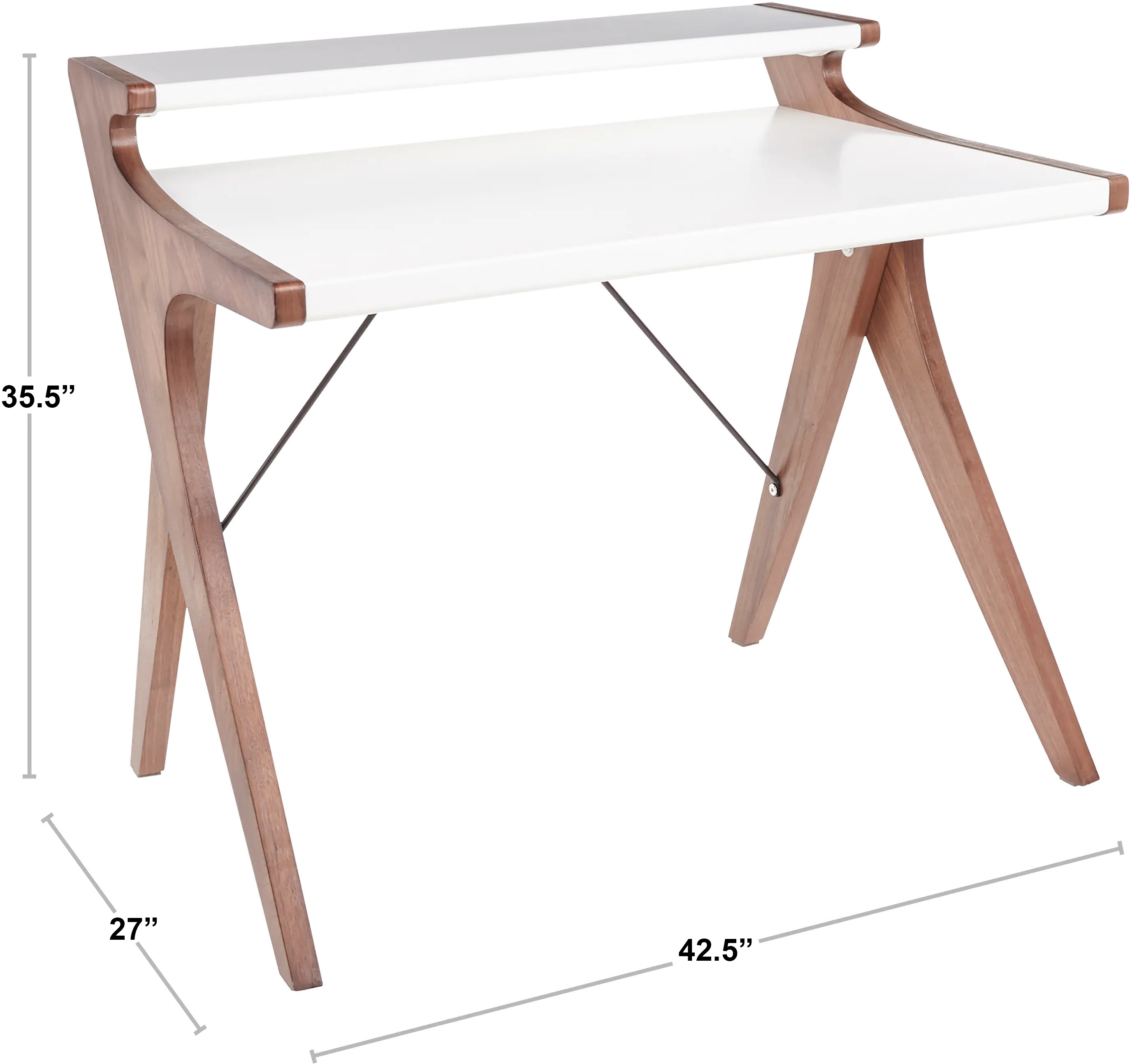 OFD-ARCHER WLW White and Walnut Wood Home Office Desk - Archer-8