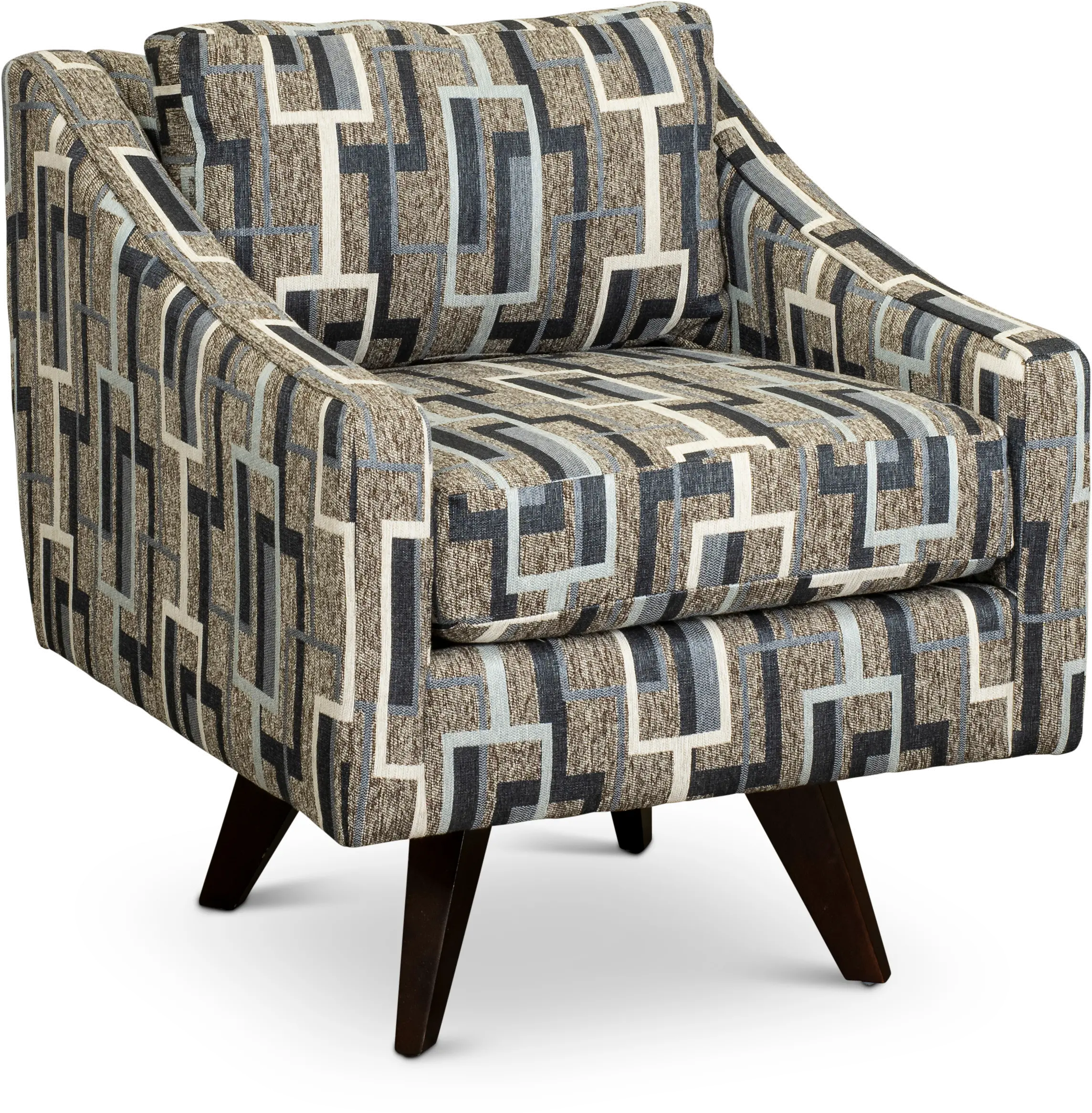 Henley Gray, Blue and Ivory Swivel Accent Chair-1