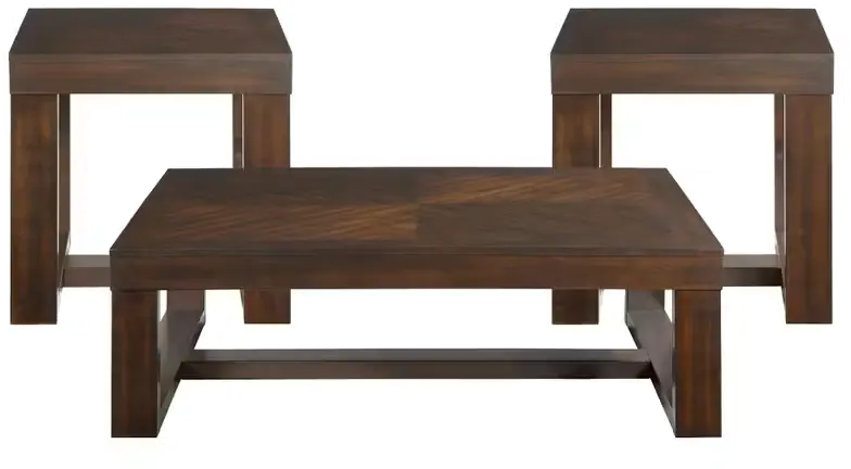 Rustic Cherry Brown Table, Set of 3-1