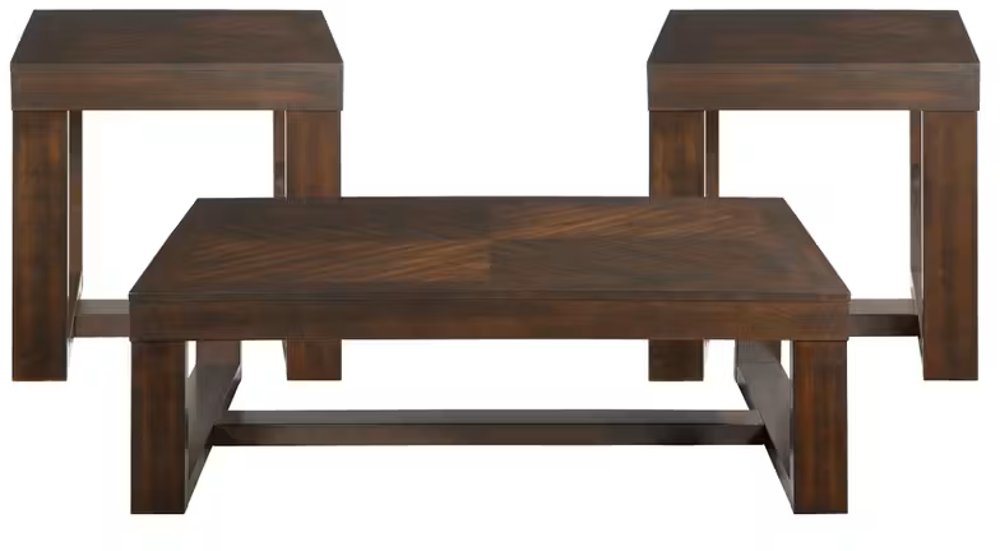 Rustic Cherry Brown Table Set of 3