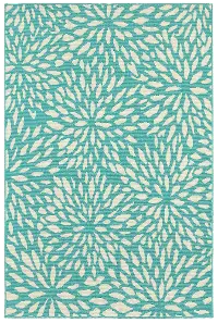 Meridian 5 x 8 Medium Abstract Floral Blue Indoor-Outdoor Rug