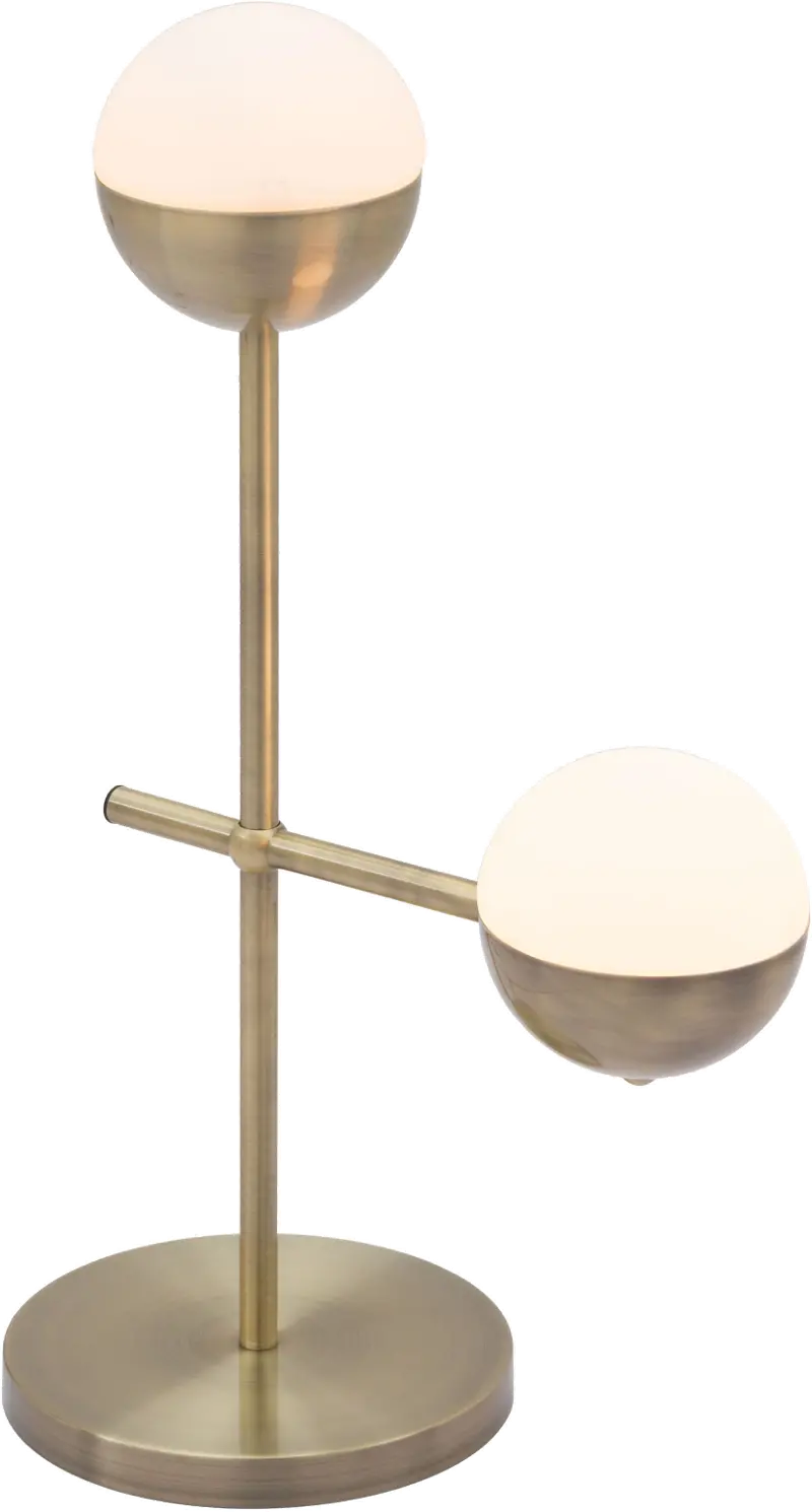 Mid Century Modern White and Brushed Brass Table Lamp - Waterloo