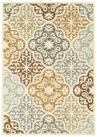 Bali 5 x 8 Medium Ivory, Blue, and Gold Indoor-Outdoor Rug