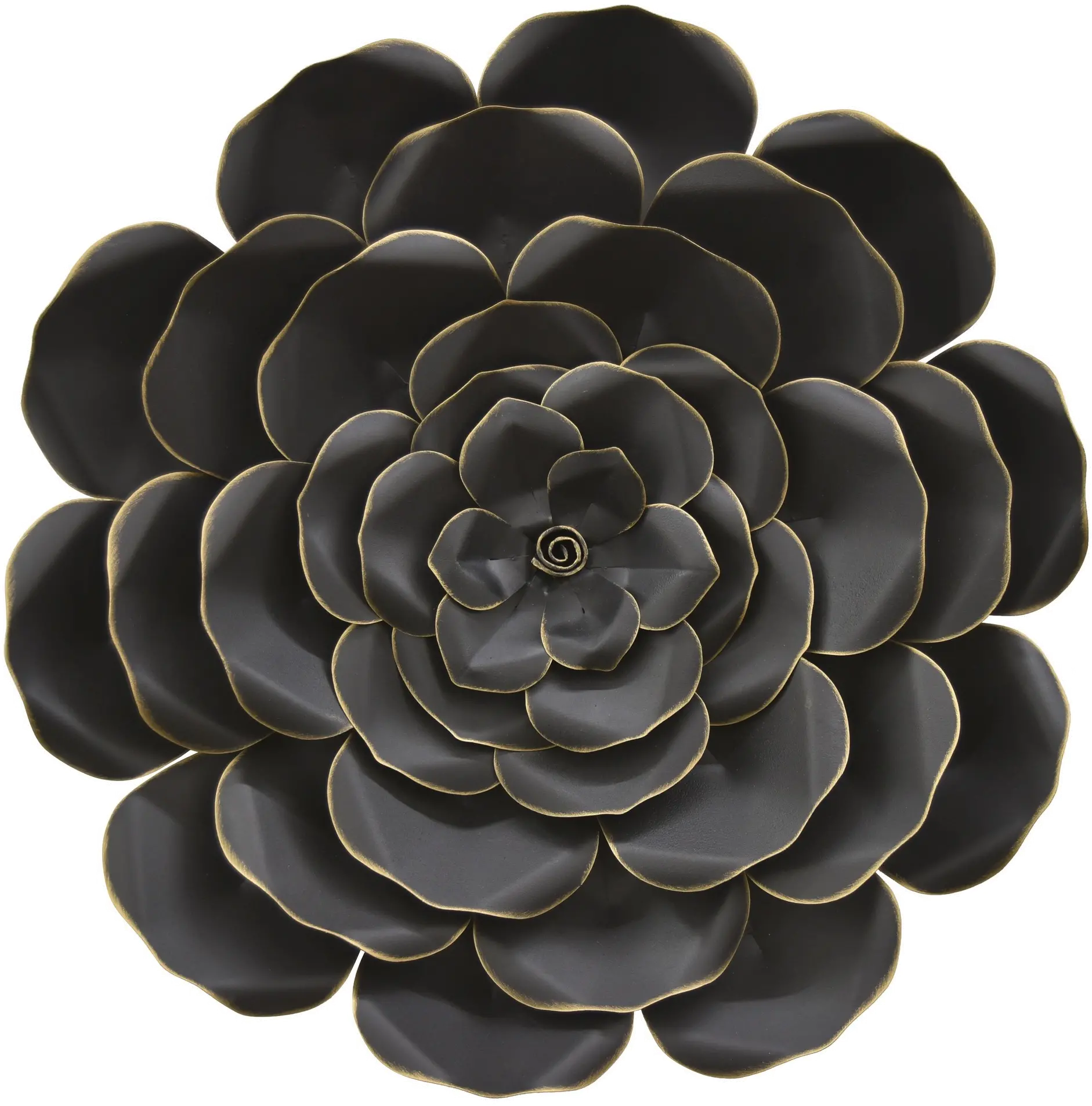 22 Inch Black Metal Flower Wall Decoration-1