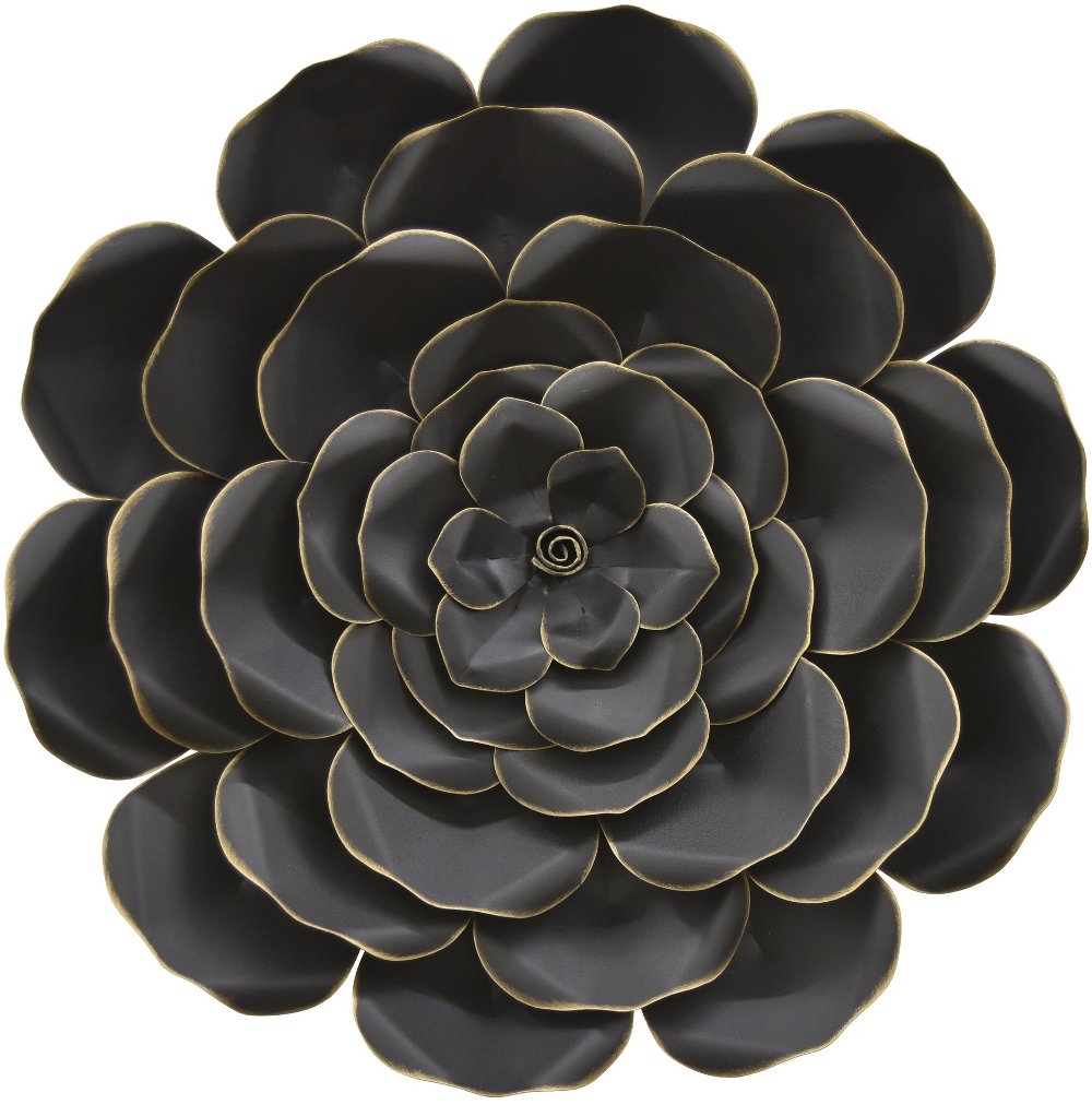 22 Inch Black Metal Flower Wall Decoration