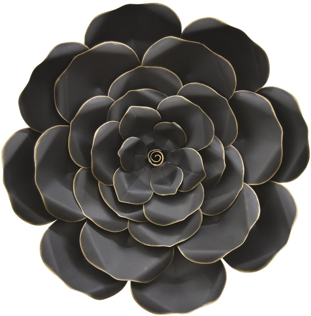 18 Inch Black Metal Flower Wall Decoration