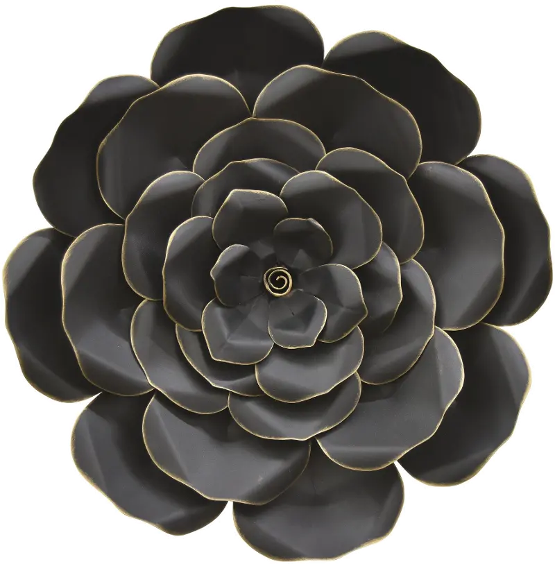 18 Inch Black Metal Flower Wall Decoration