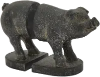 Distressed Black Resin Pig Bookend Pair