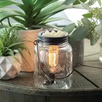 Clear Glass and Black Mason Jar Vintage Bulb Illumination Fragrance Warmer