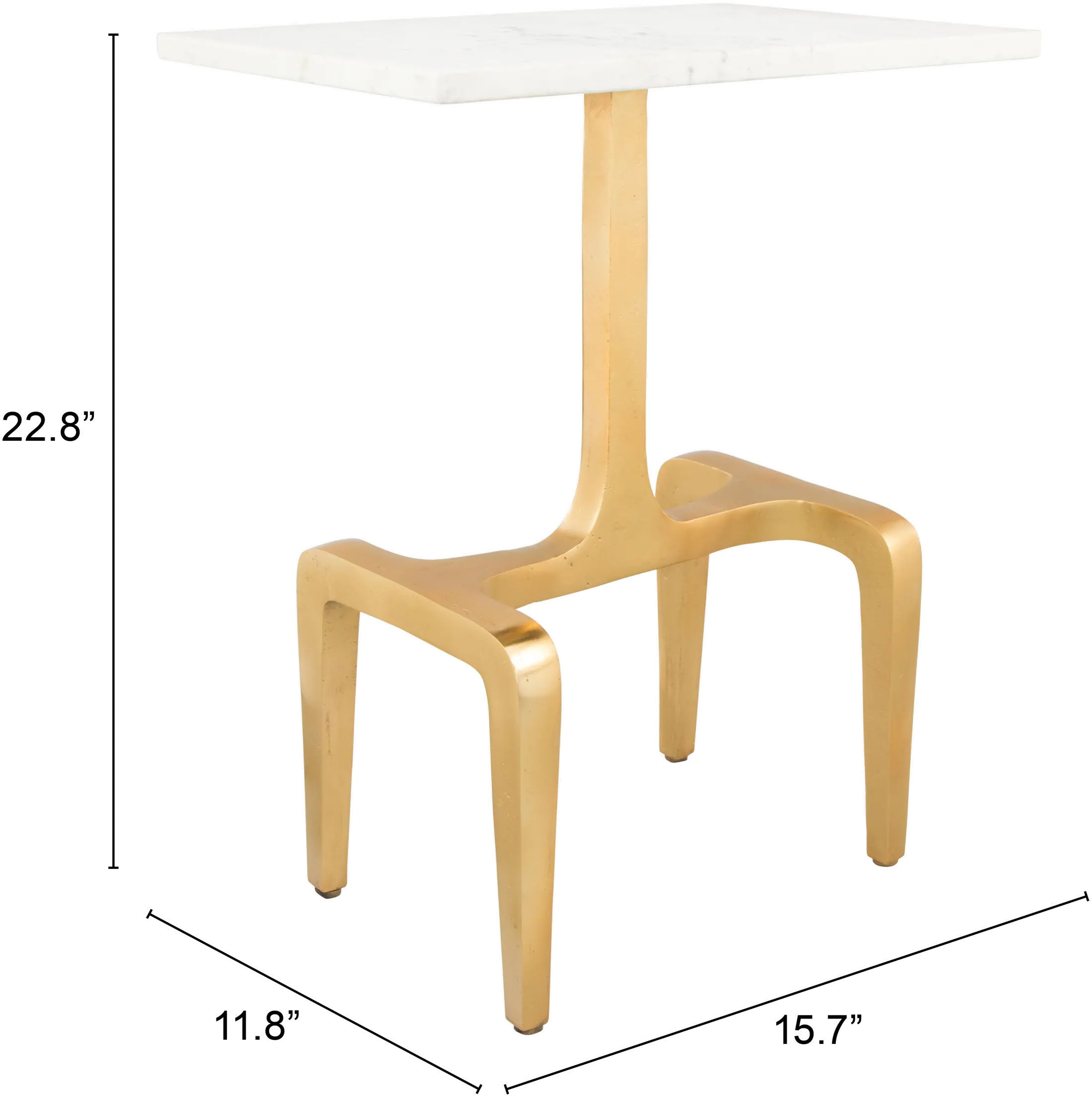 Modern White & Gold Side Table - Clement-8