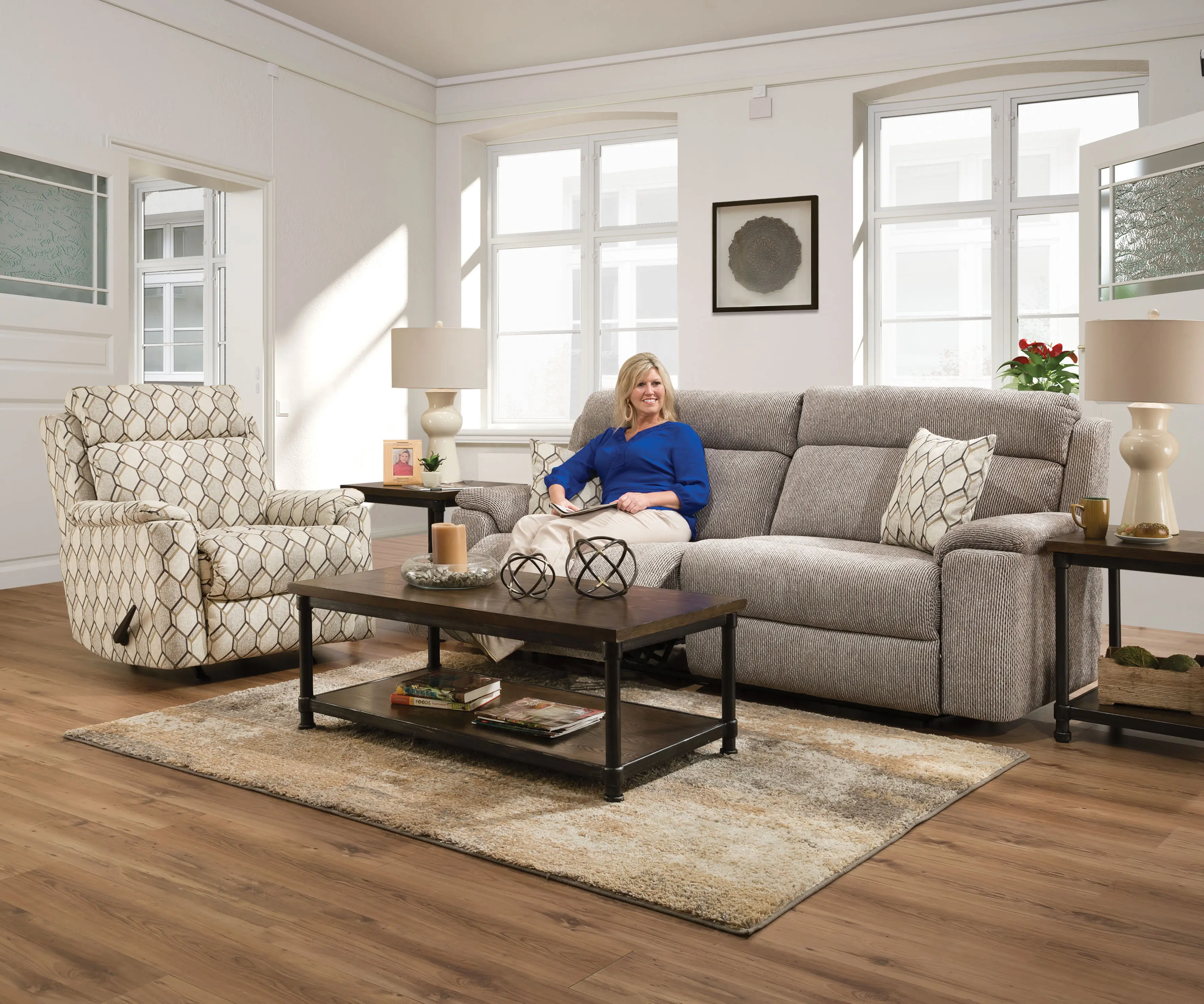 Warwick Silver Reclining Sofa-2