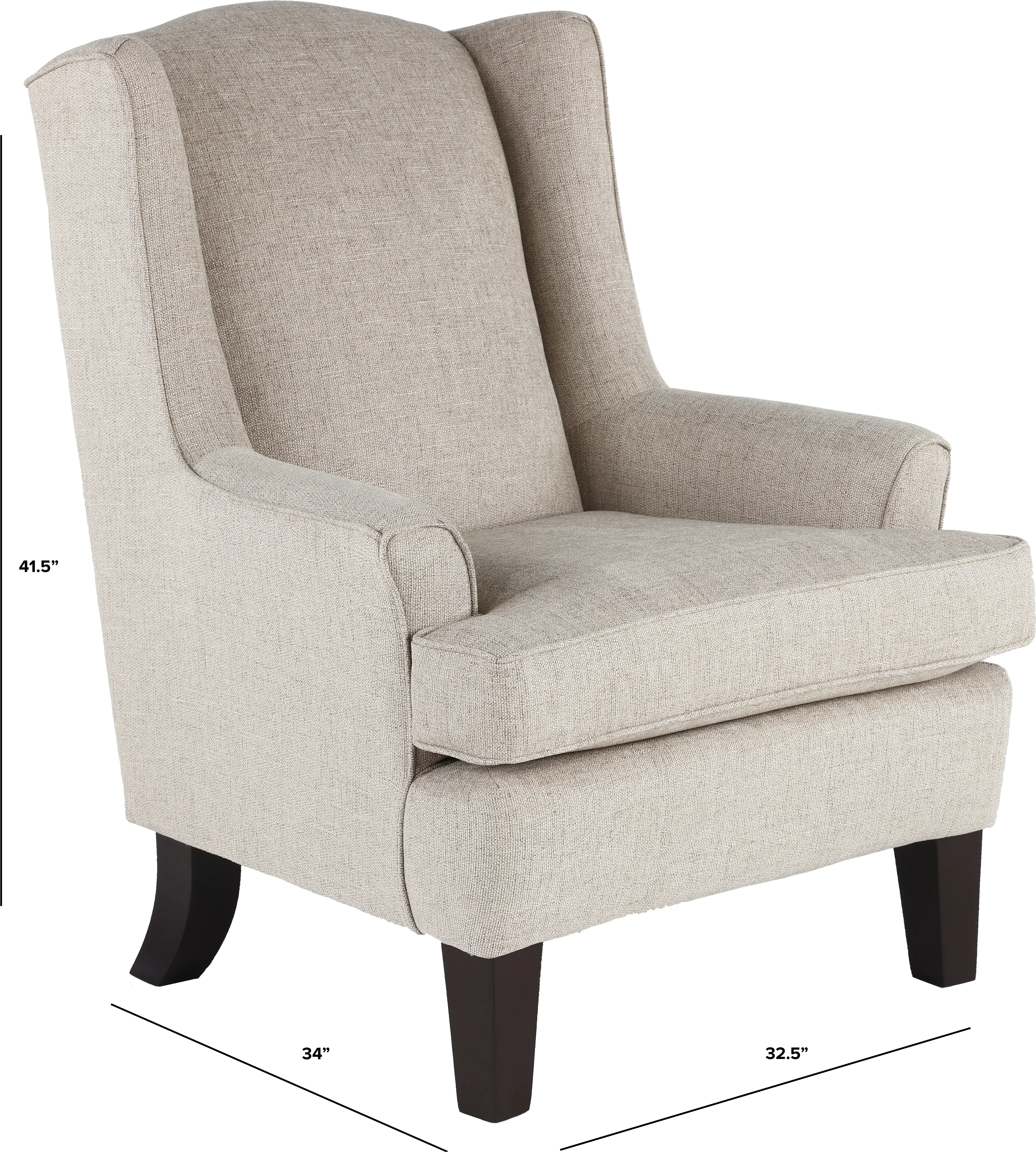 Andrea Classic Light Gray Upholstered Wingback Chair-3