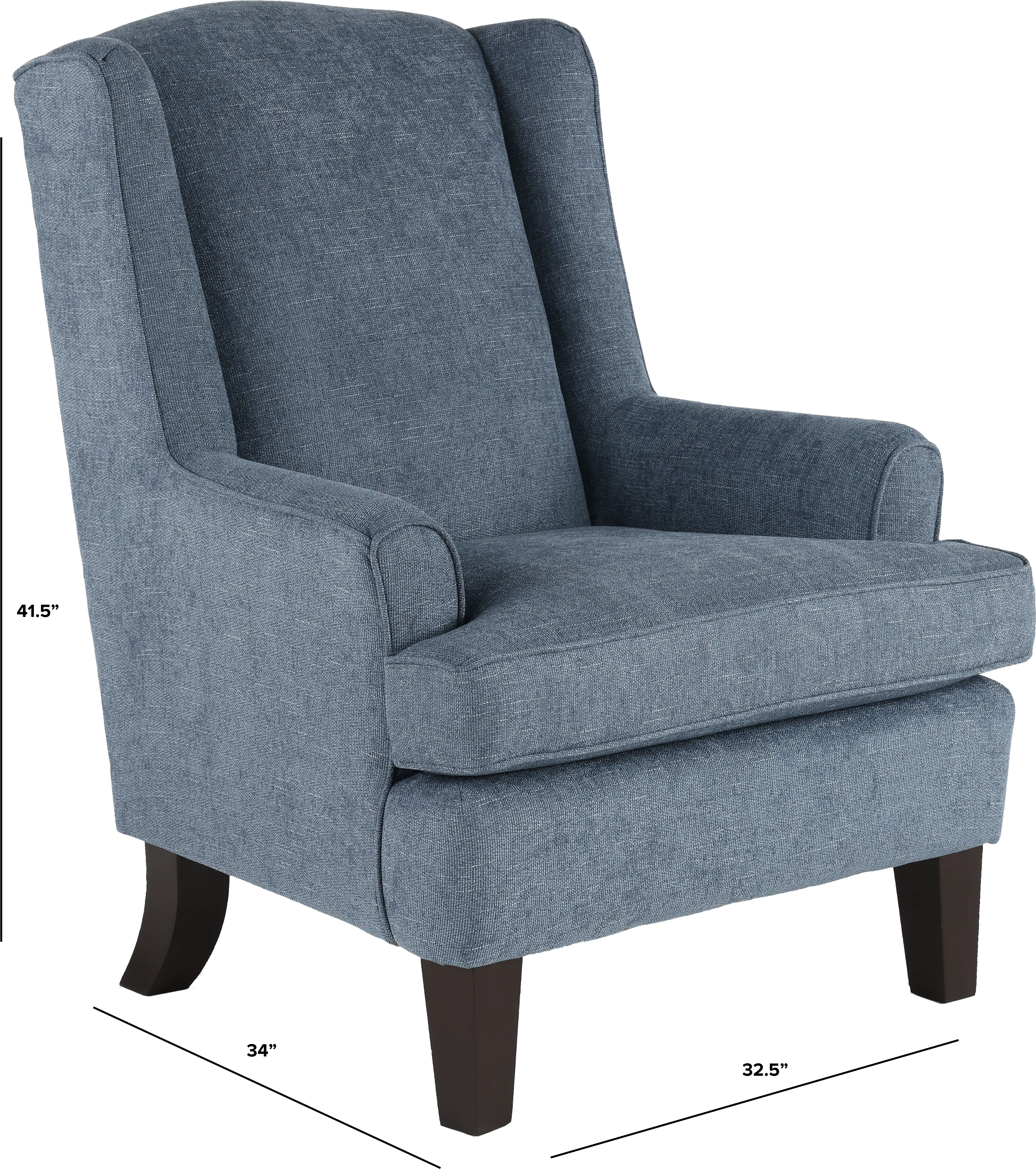 Andrea Classic Atlantic Blue Upholstered Wingback Chair-3