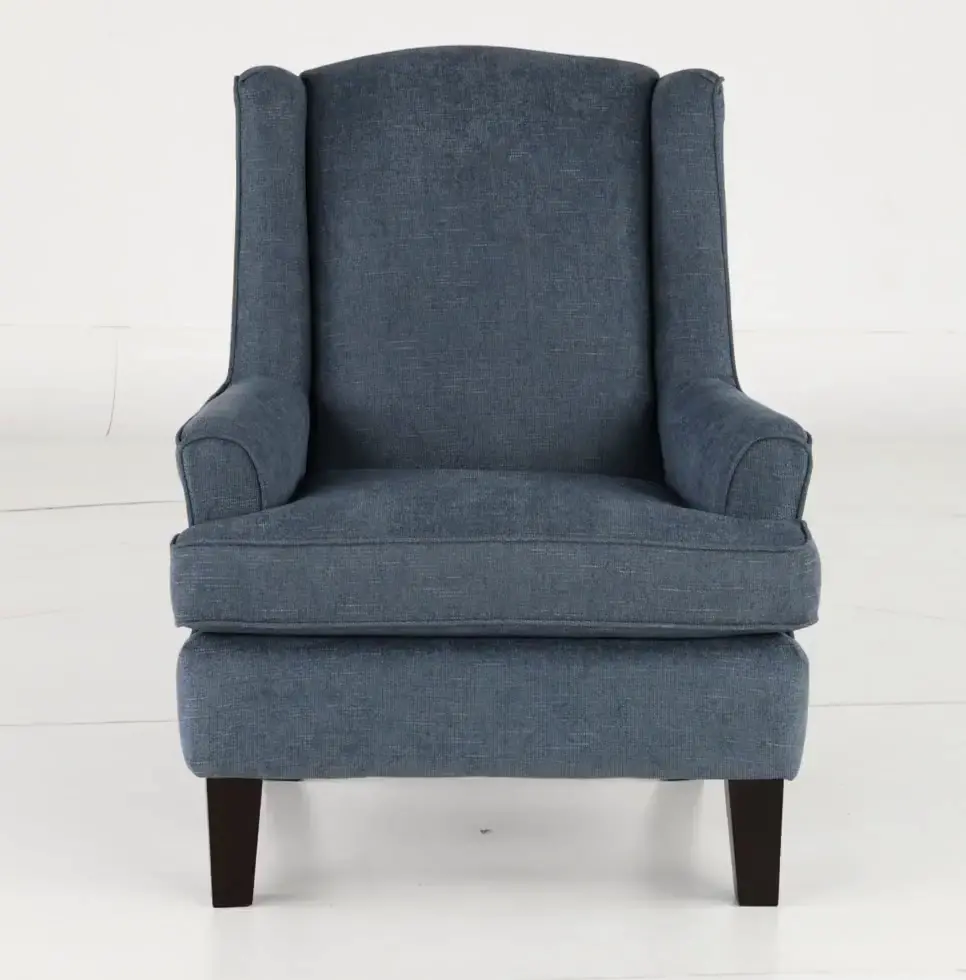 Andrea Classic Atlantic Blue Upholstered Wingback Chair-8