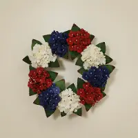 Red, White and Blue Americana Faux Flower Wreath Arrangement