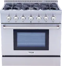 Thor 36 Inch Professional Dual Fuel Convection Range - Stainless Steel