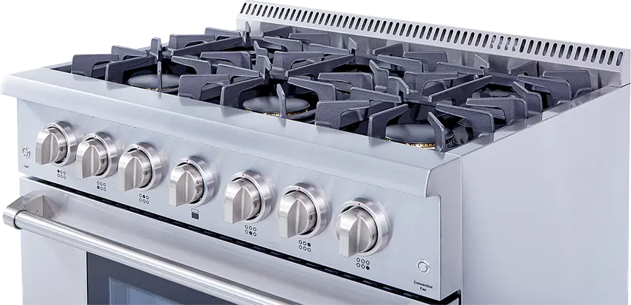 Thor 36 Inch Professional Dual Fuel Convection Range - Stainless Steel-3