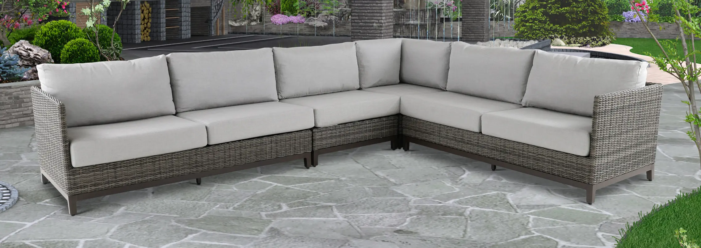 Nevis Gray 4 Piece Patio Sectional-2