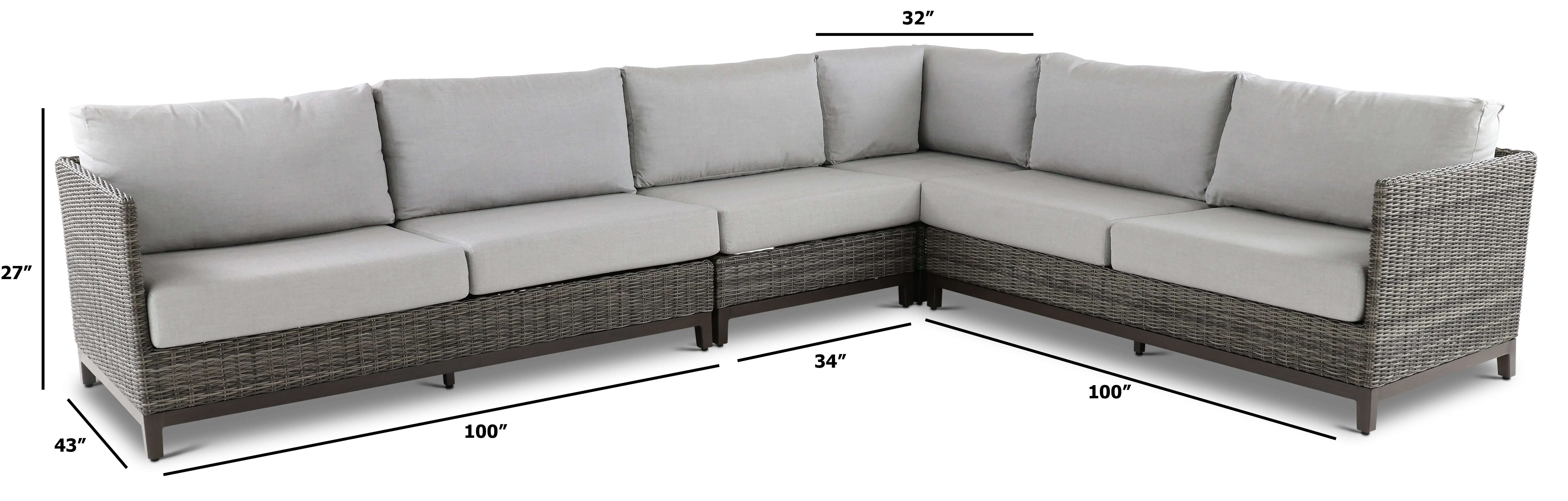 Nevis Gray 4 Piece Patio Sectional-3