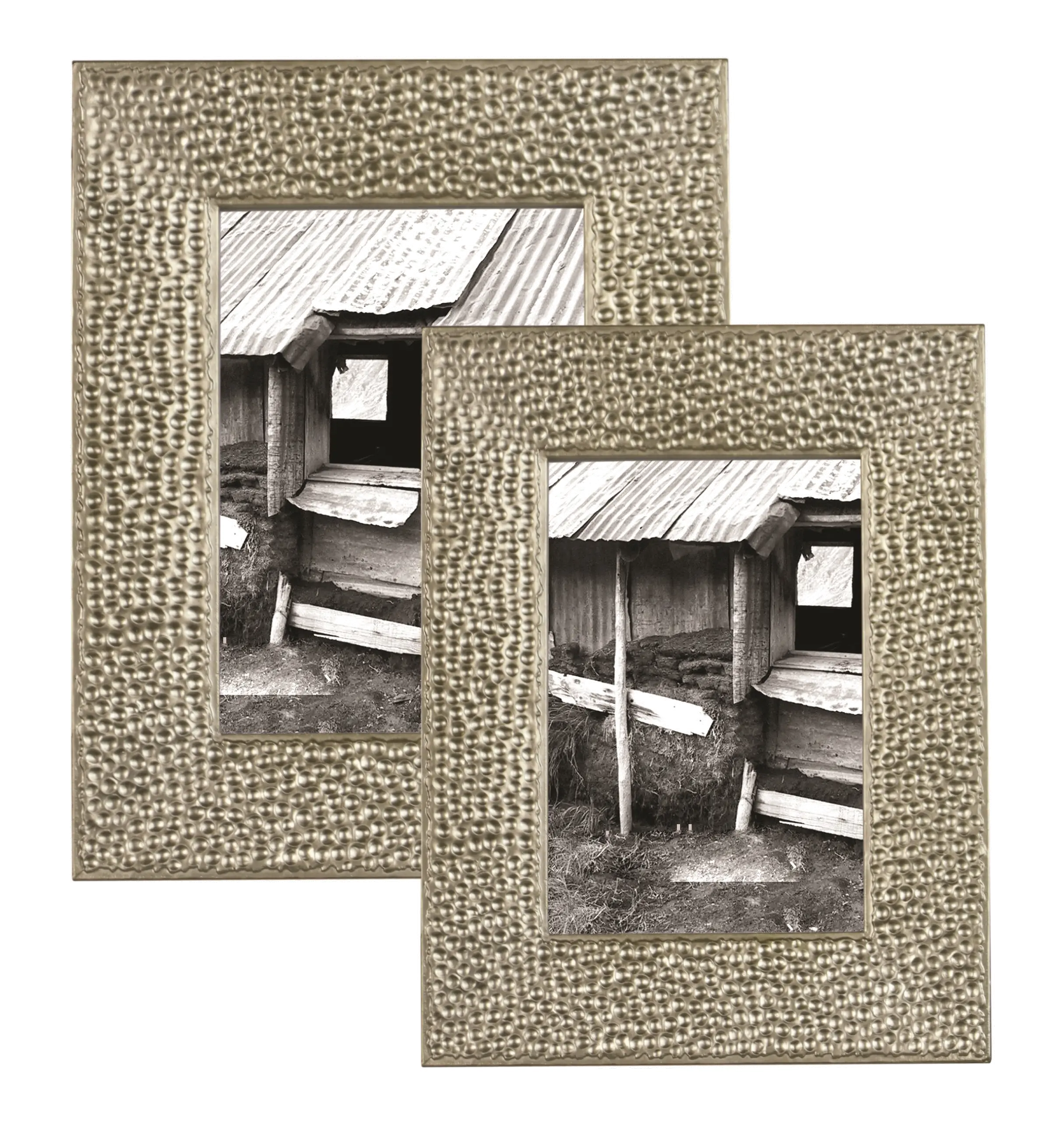 9 Inch Silver Dimple Picture Frame-1