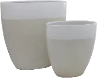12 Inch Two Tone Tan and White Ceramic Vase