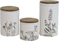 9  White Ceramic Floral Lidded Jar