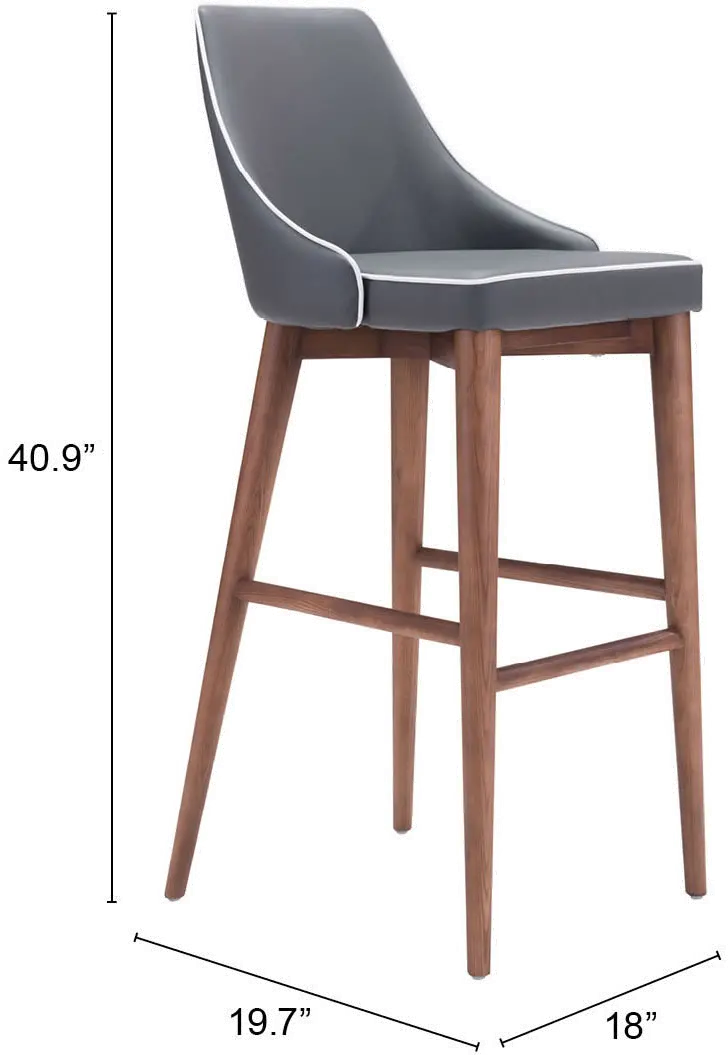 Gray Upholstered Bar Stool - Moor-5