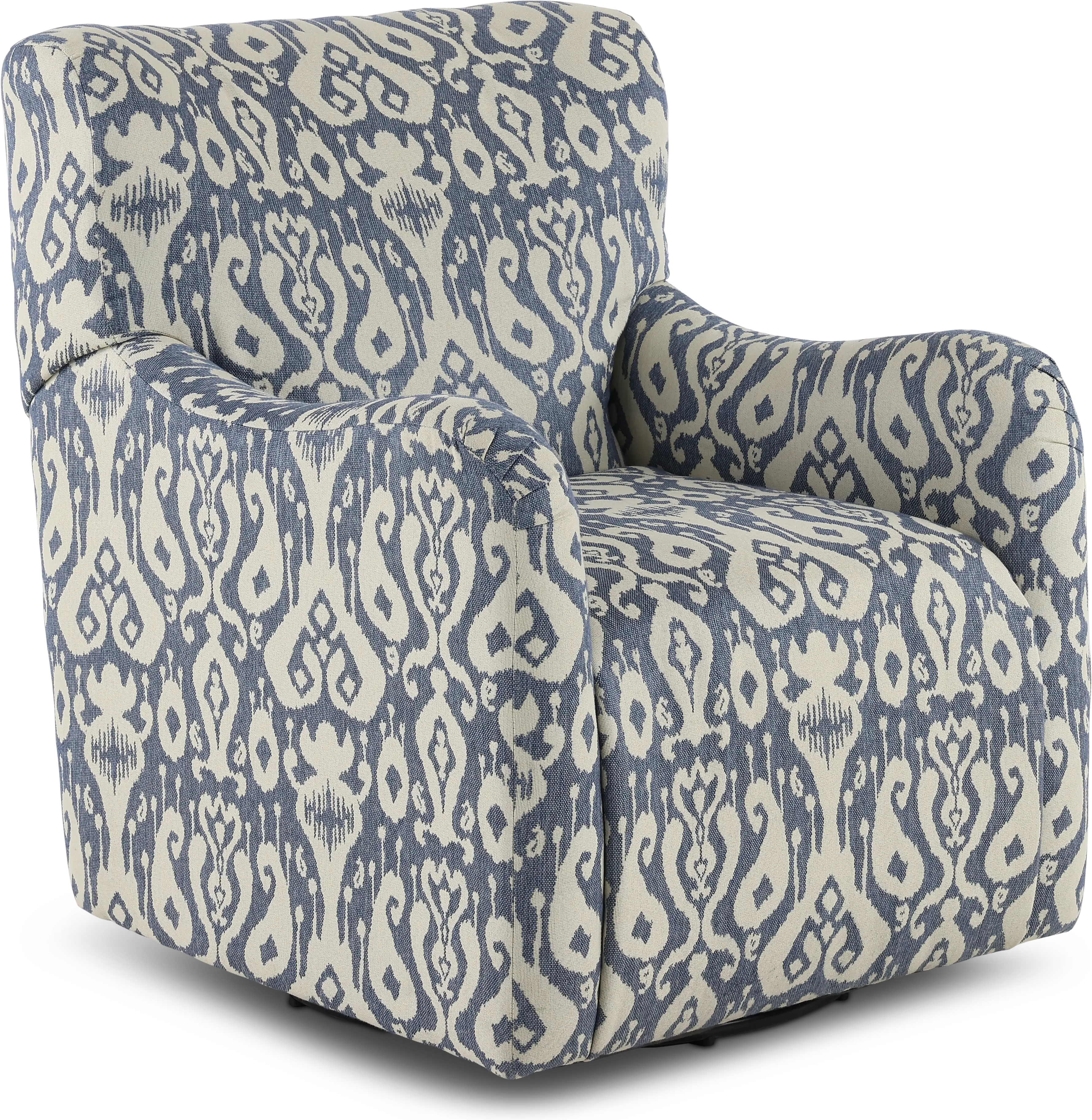 Casbah Denim Blue and Off White Swivel Accent Chair-1