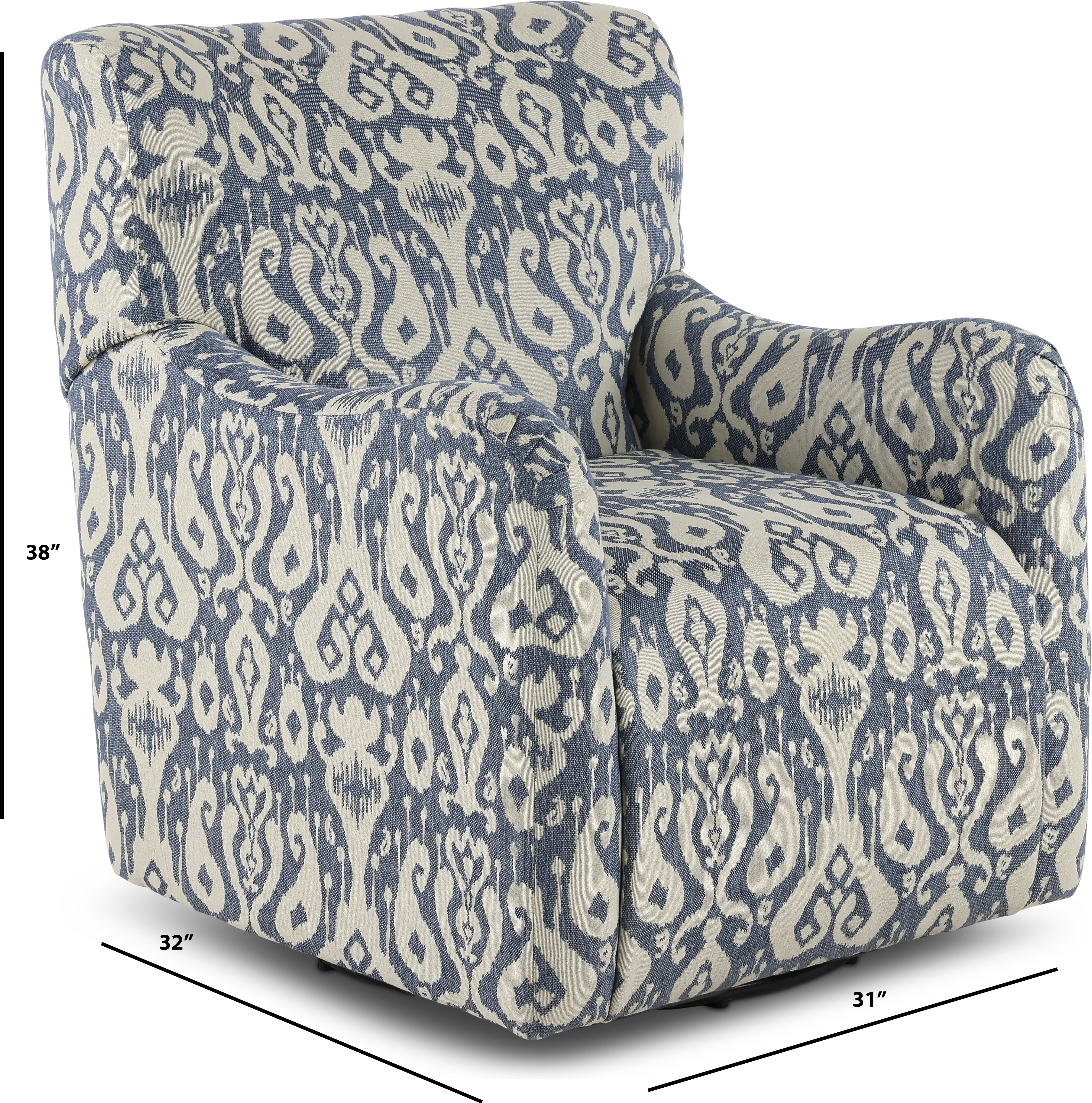 Casbah Denim Blue and Off White Swivel Accent Chair-3