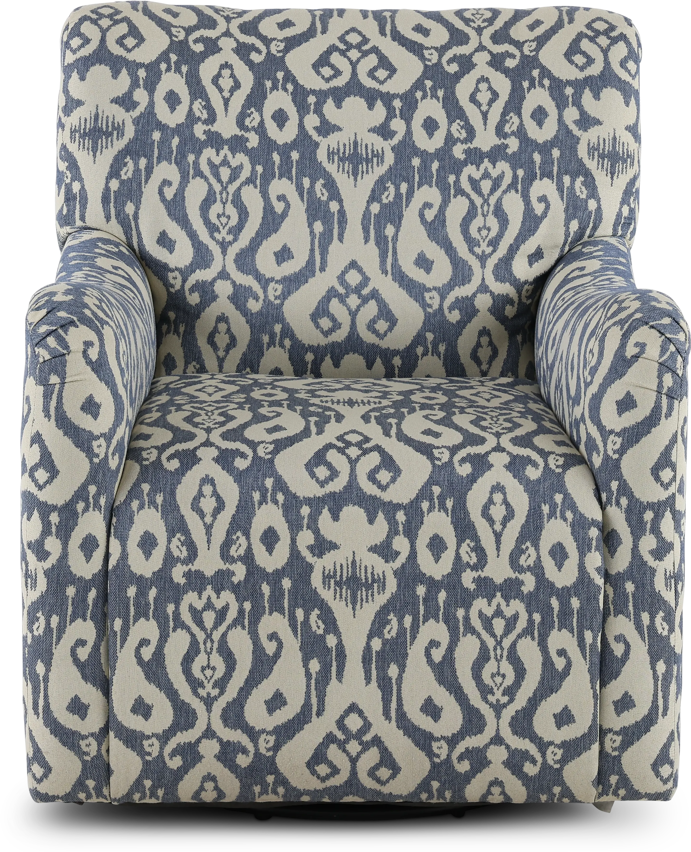 Casbah Denim Blue and Off White Swivel Accent Chair-4