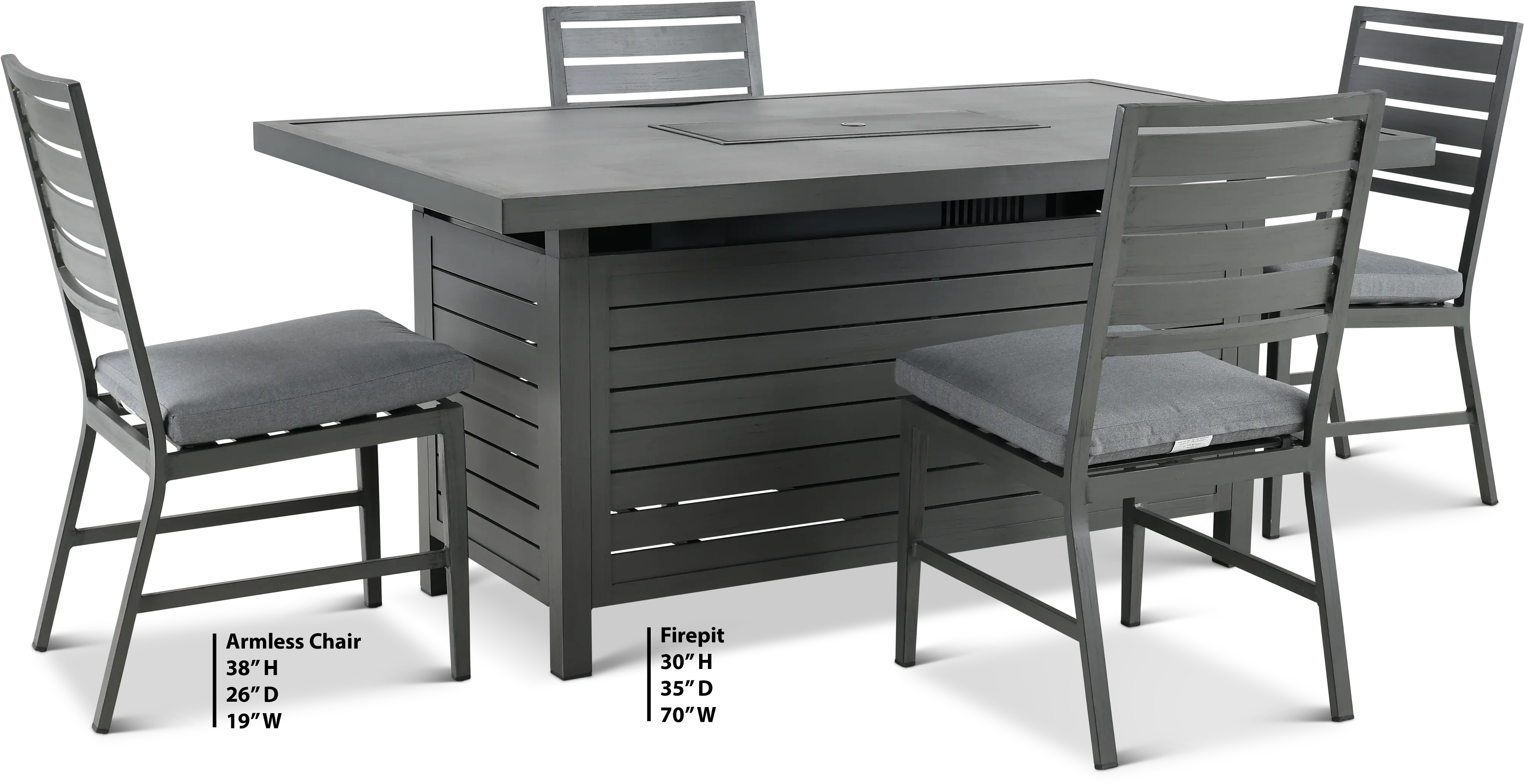 West Lake 5 Piece Patio Fire Pit Table and Chair Set-3