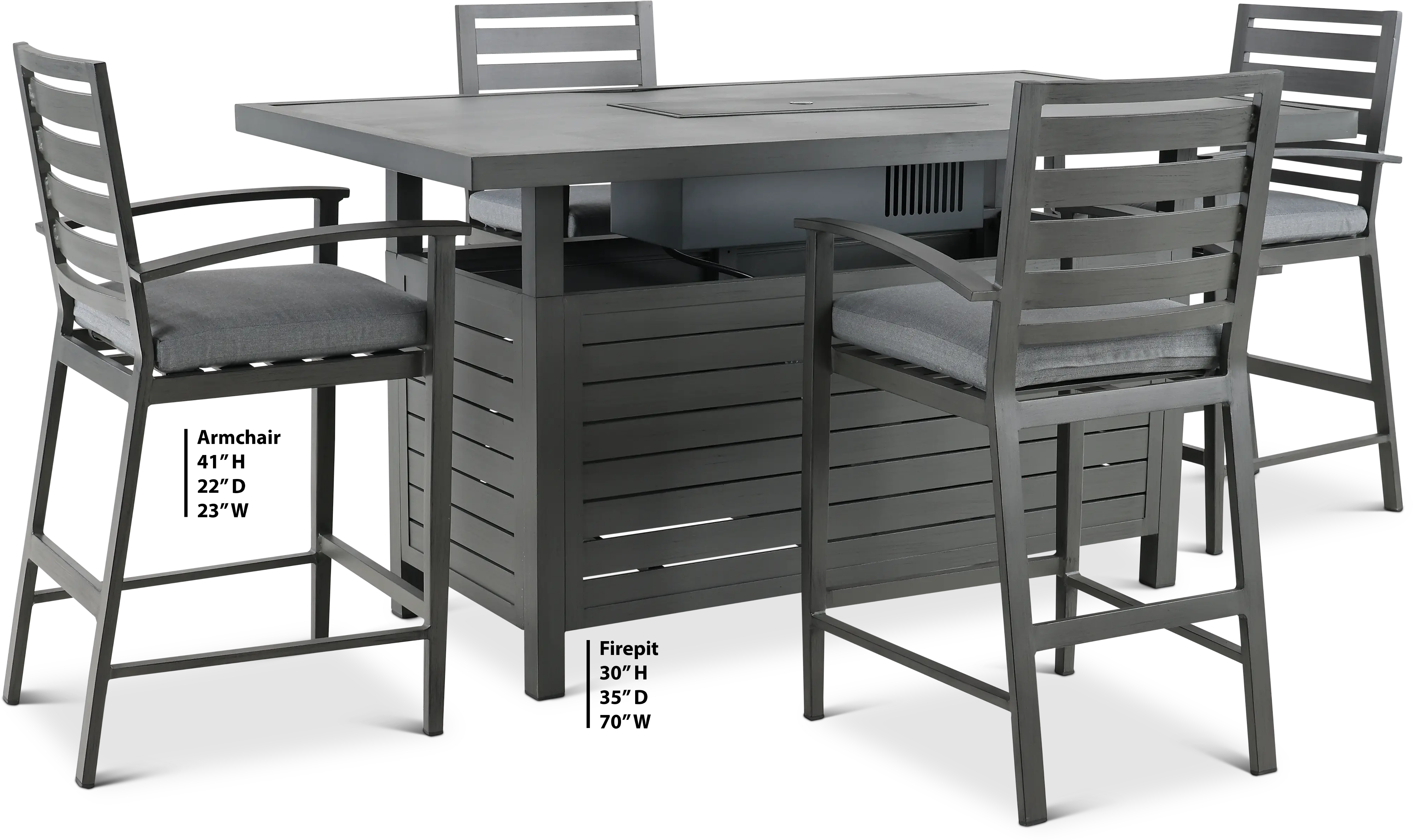 West Lake 5 Piece Patio Fire Pit Table and Chair Set-3