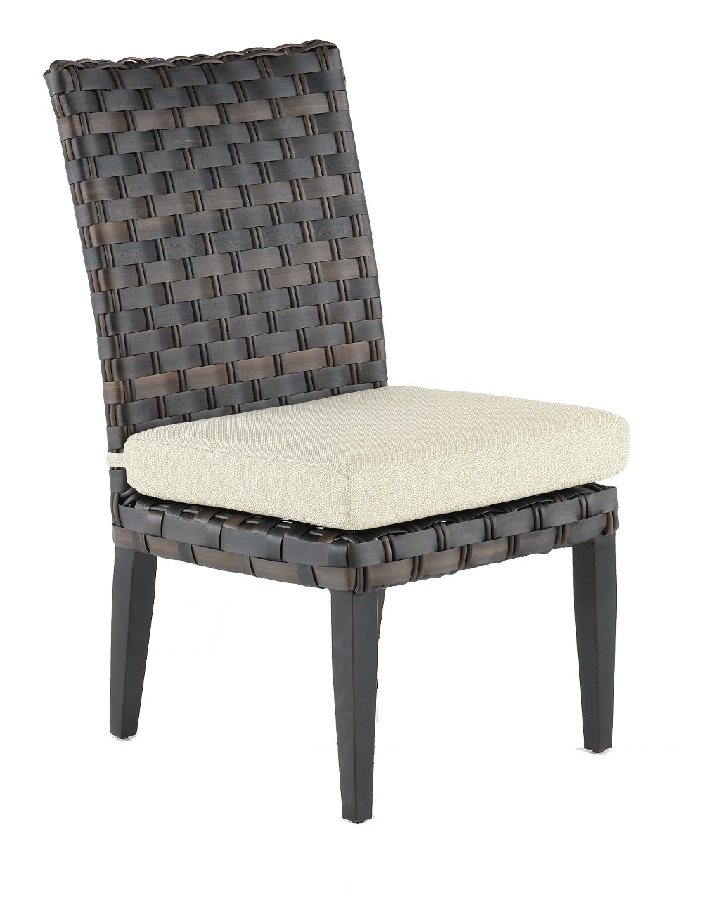Sunset  Beige and Wicker Armless Patio Dining Chair