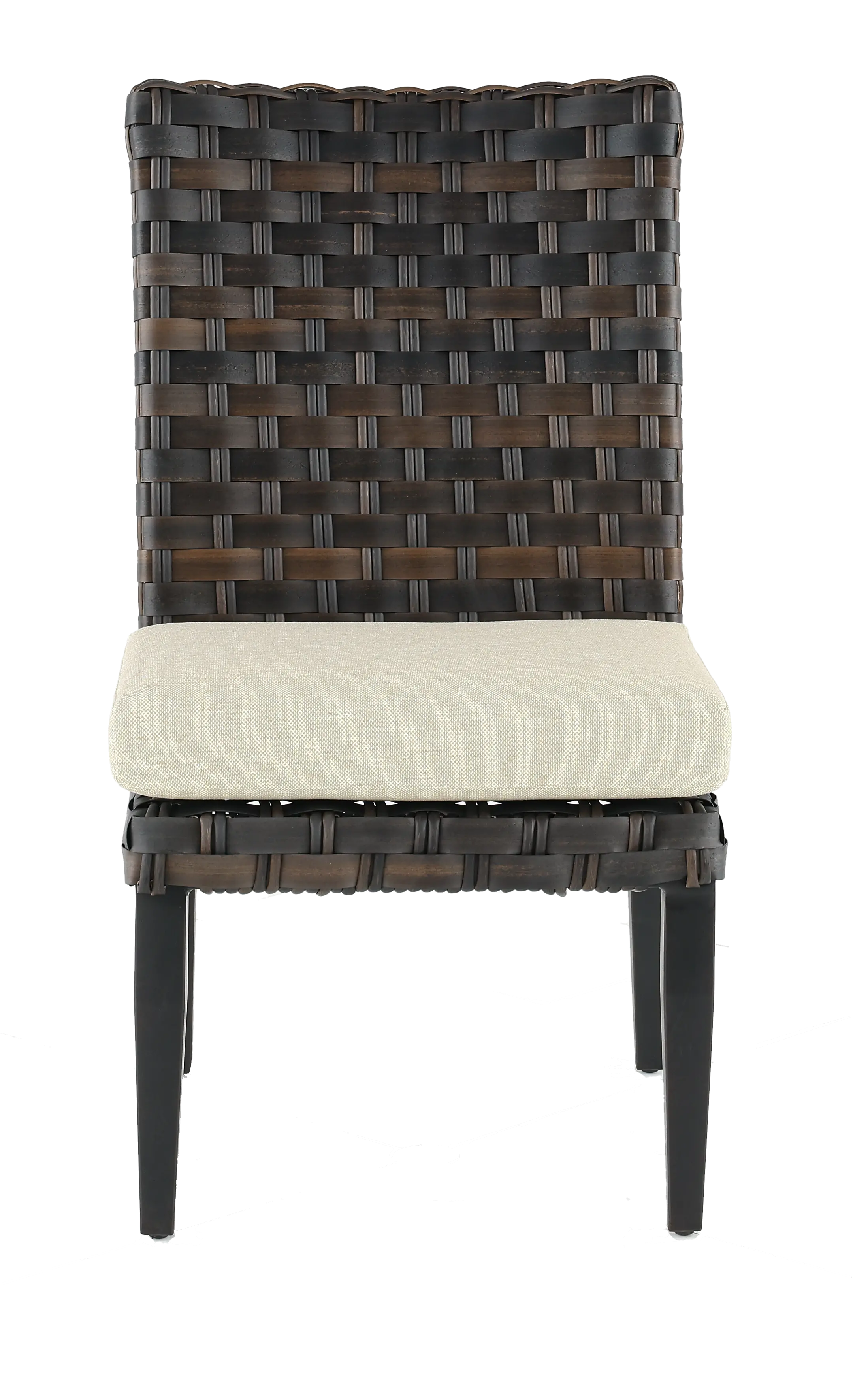 Sunset  Beige and Wicker Armless Patio Dining Chair-2