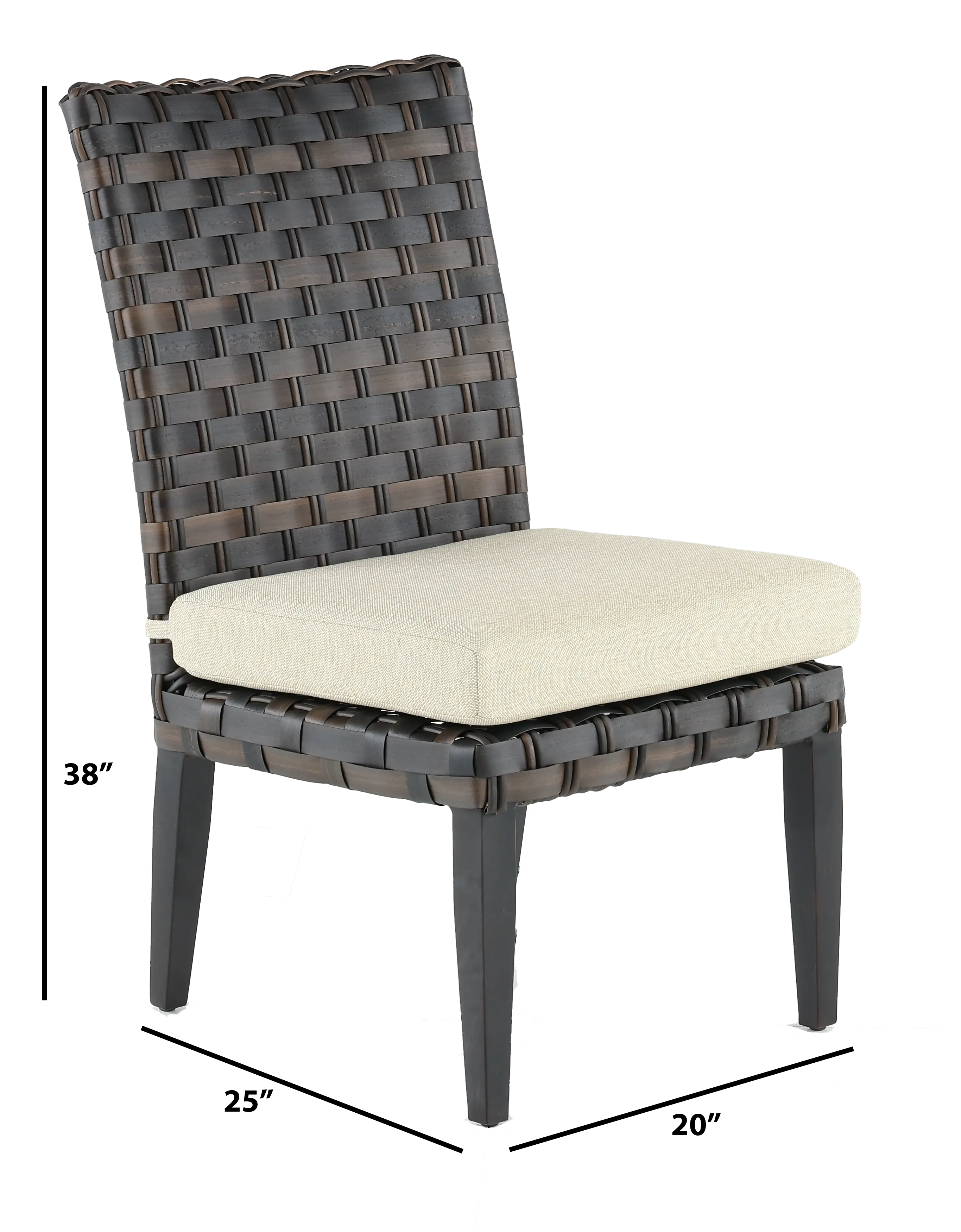 Sunset  Beige and Wicker Armless Patio Dining Chair-3