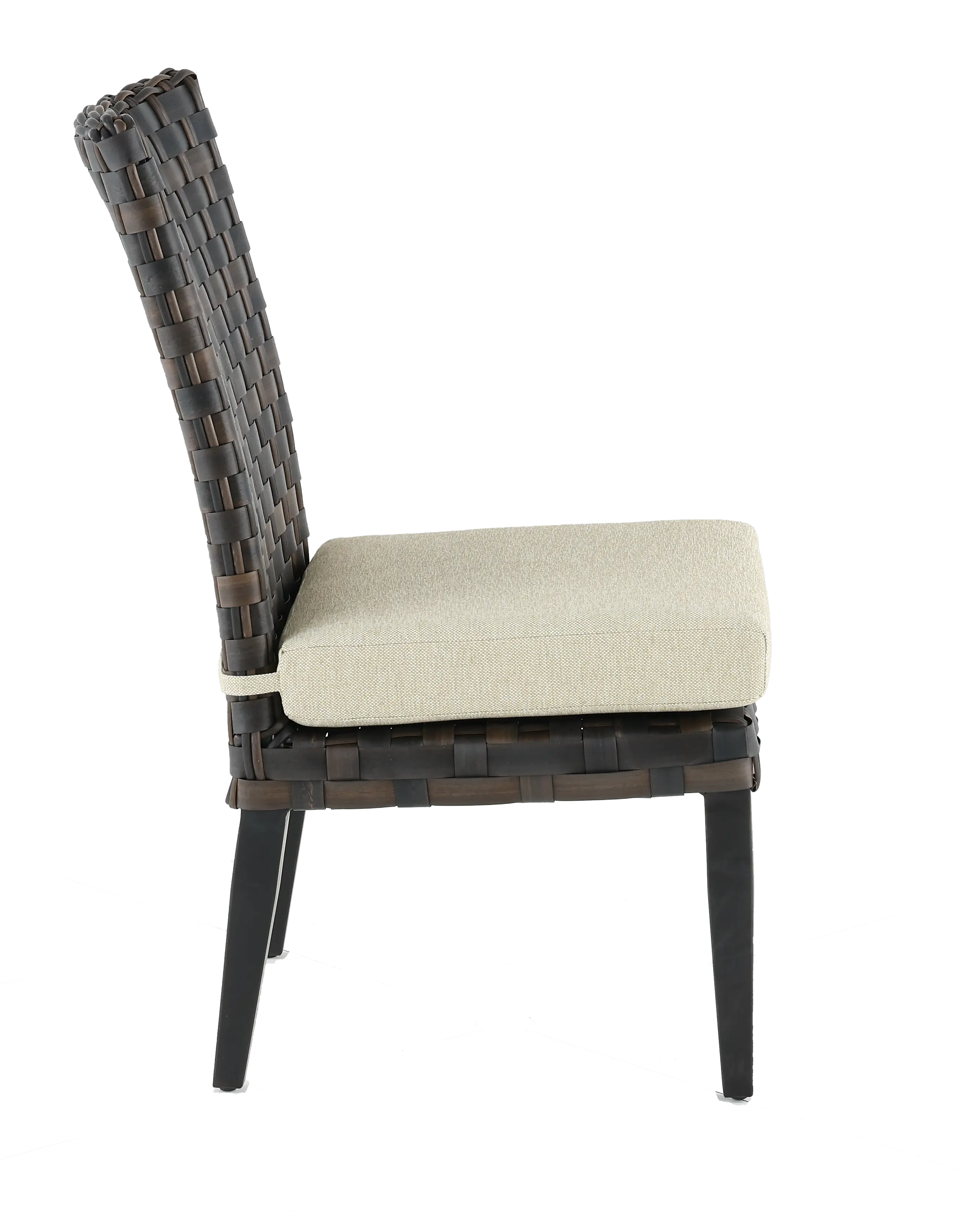 Sunset  Beige and Wicker Armless Patio Dining Chair-4