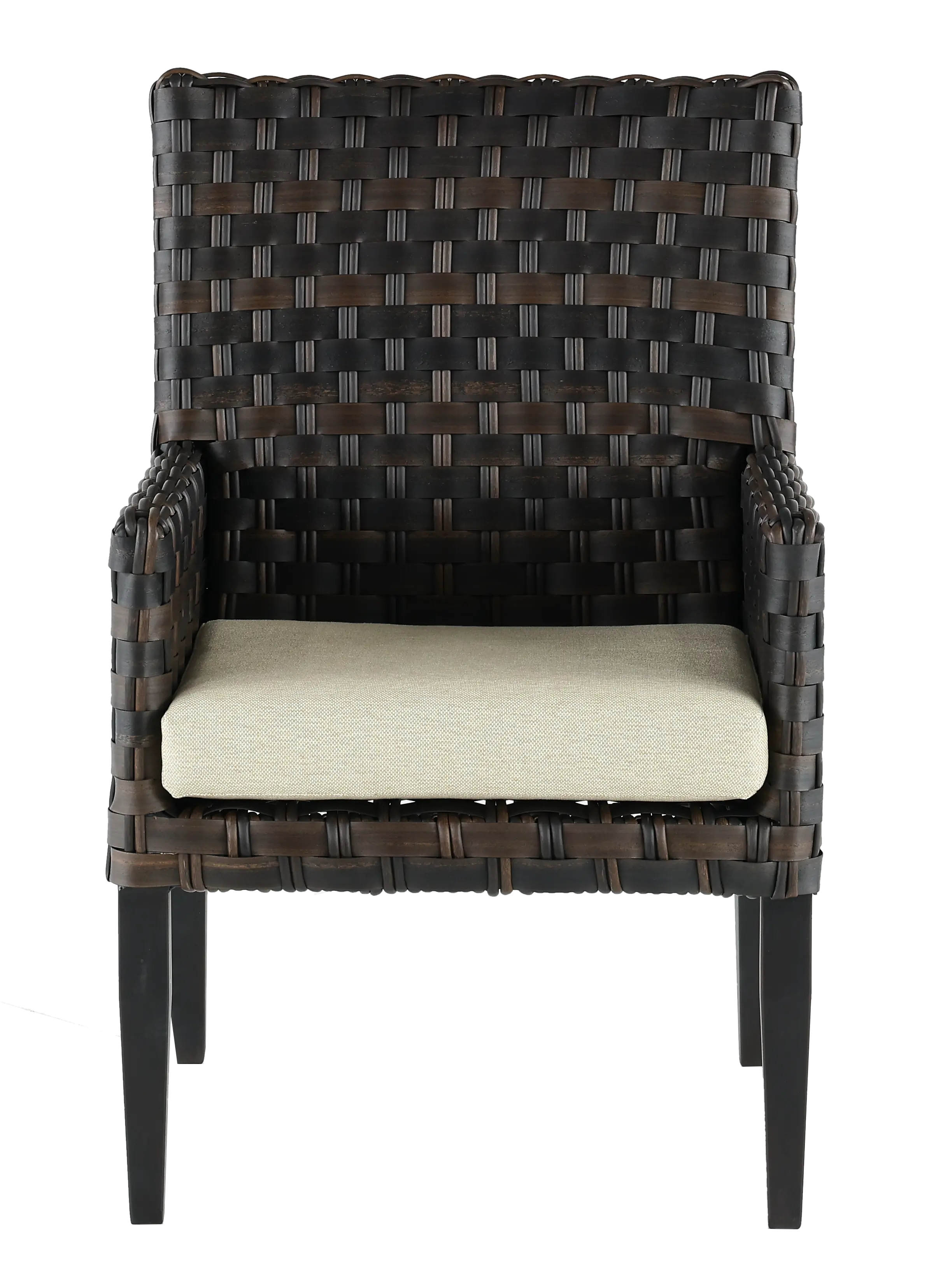 Sunset Beige and Wicker Patio Dining Armchair-1