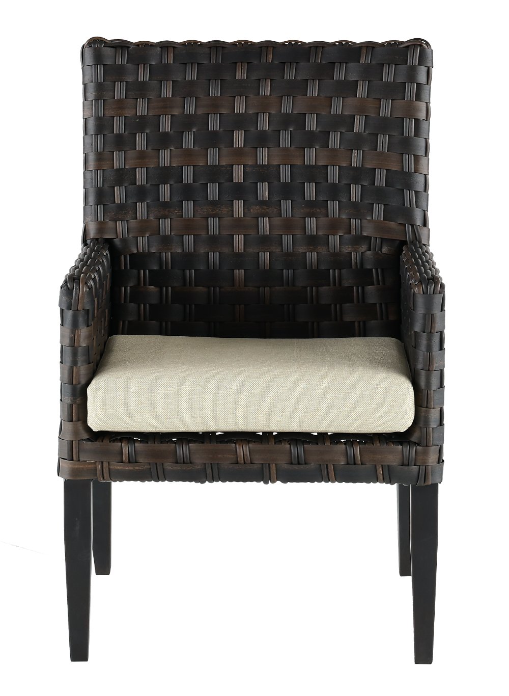 Sunset Beige and Wicker Patio Dining Armchair