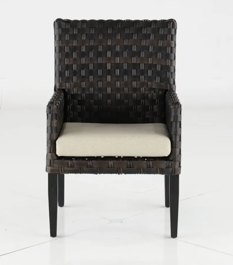 Sunset Beige and Wicker Patio Dining Armchair-5