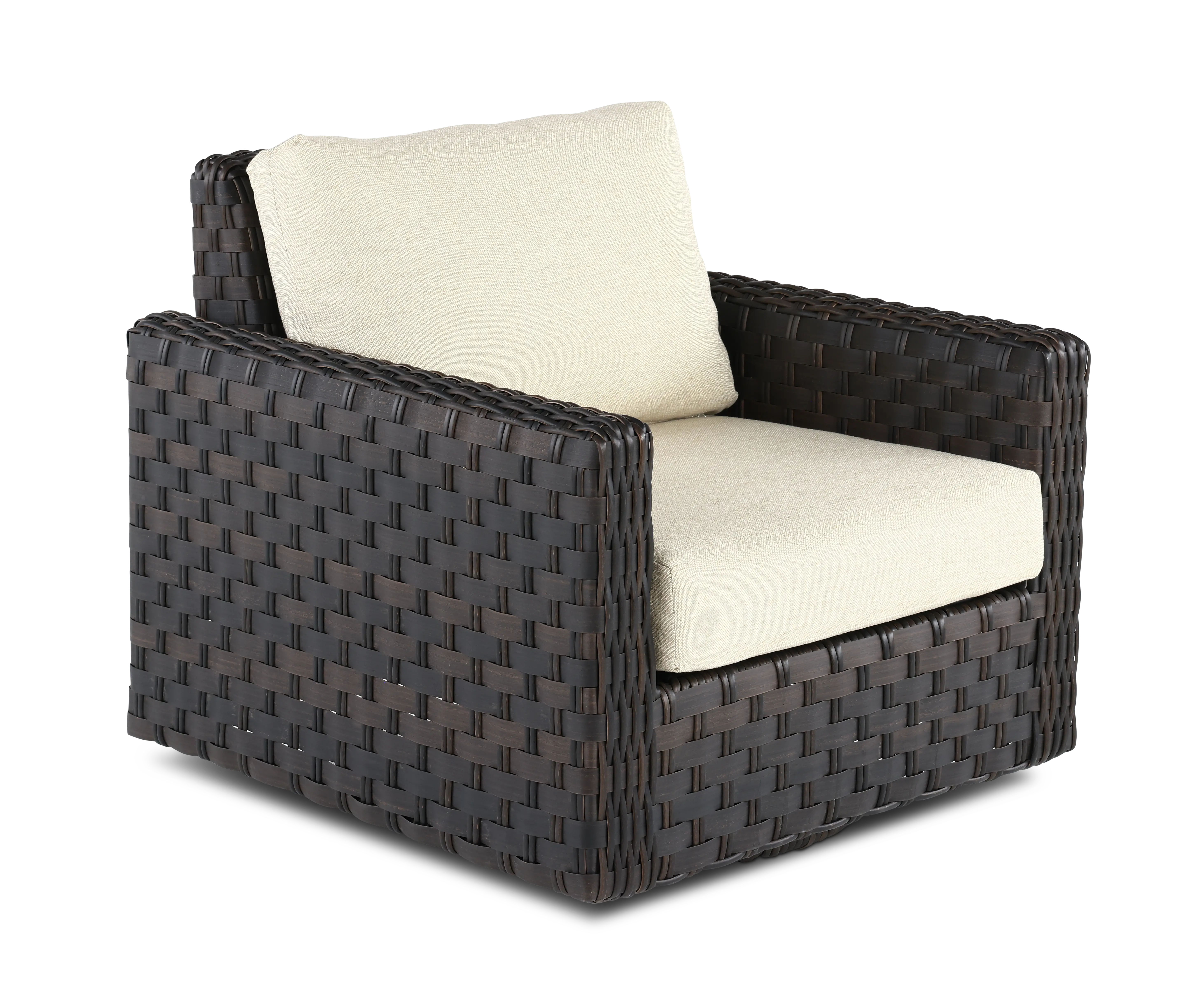 Sunset Beige and Wicker Swivel Gliding Patio Lounge Chair-1