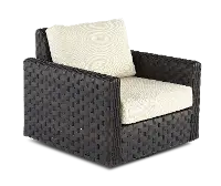 Sunset Beige and Wicker Swivel Gliding Patio Lounge Chair