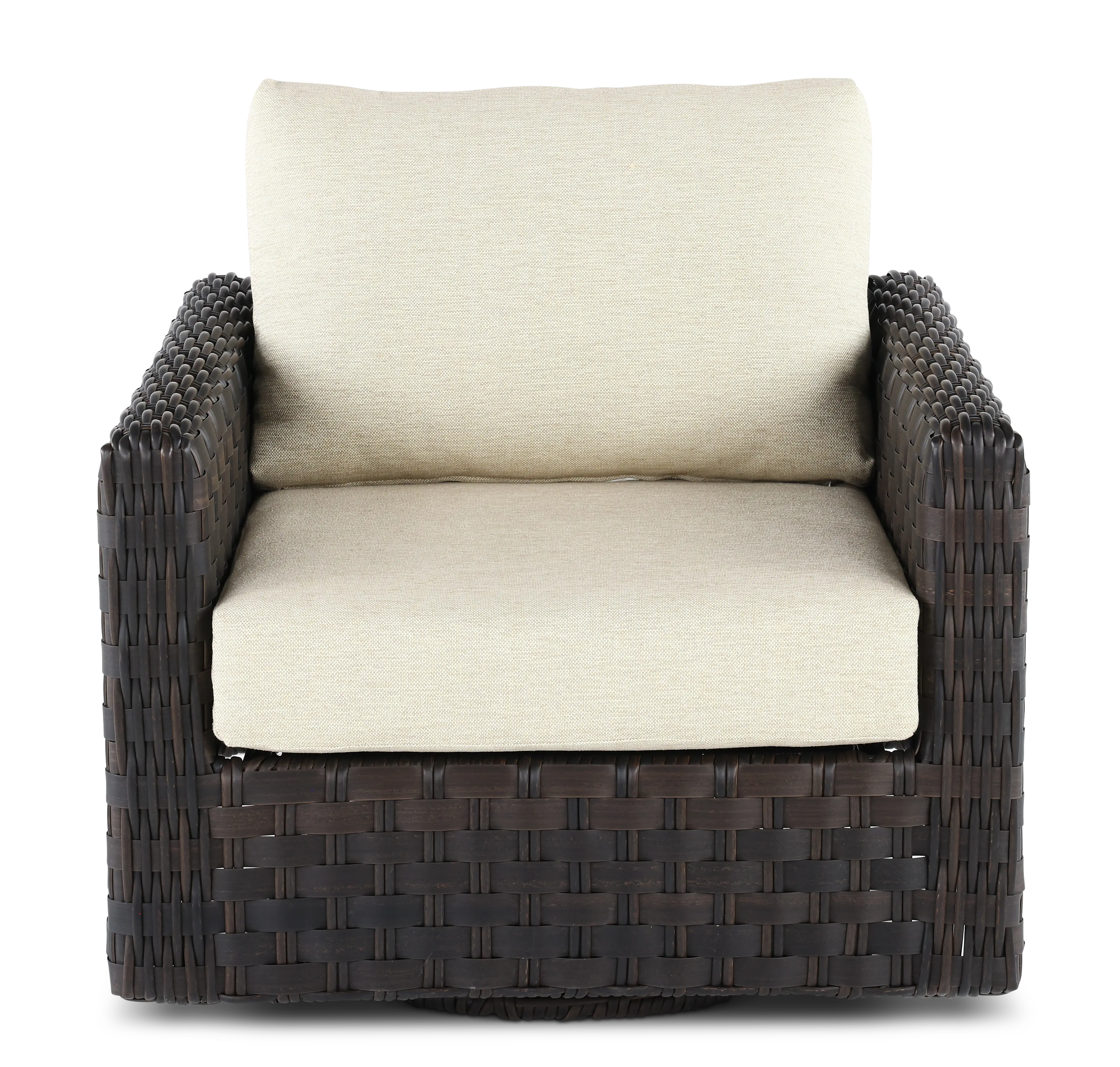 Sunset Beige and Wicker Swivel Gliding Patio Lounge Chair-2