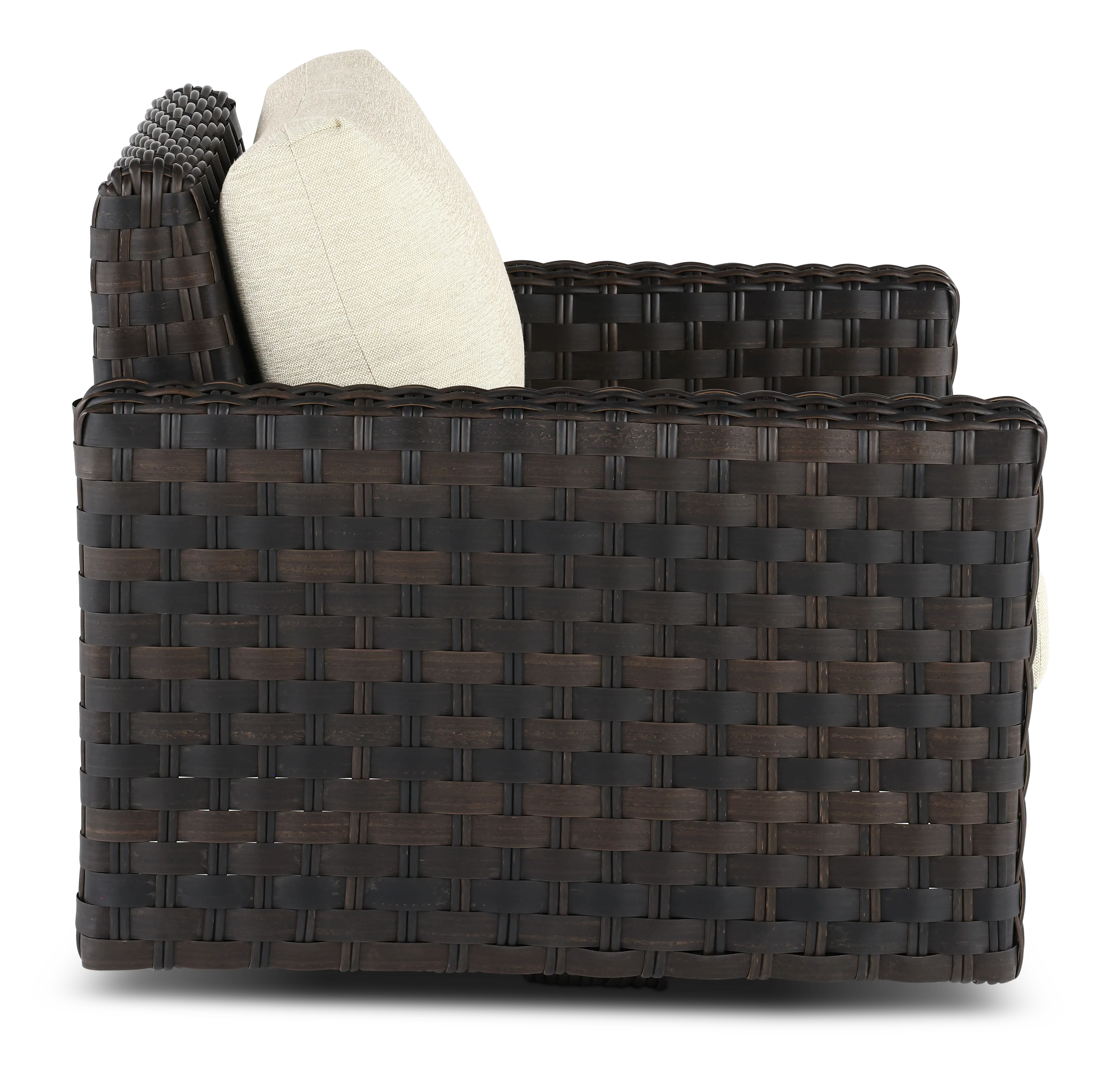 Sunset Beige and Wicker Swivel Gliding Patio Lounge Chair-4