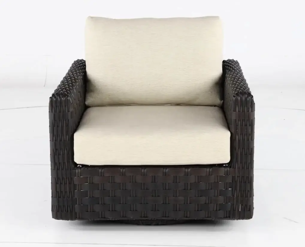 Sunset Beige and Wicker Swivel Gliding Patio Lounge Chair-5
