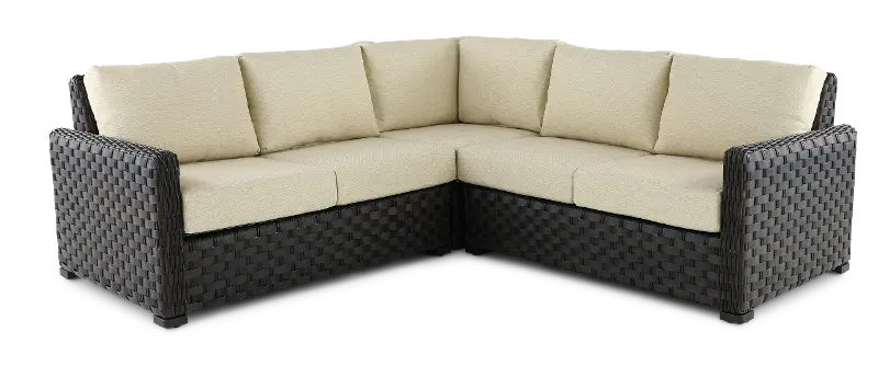Sunset 3 Piece Beige and Wicker Patio Sectional