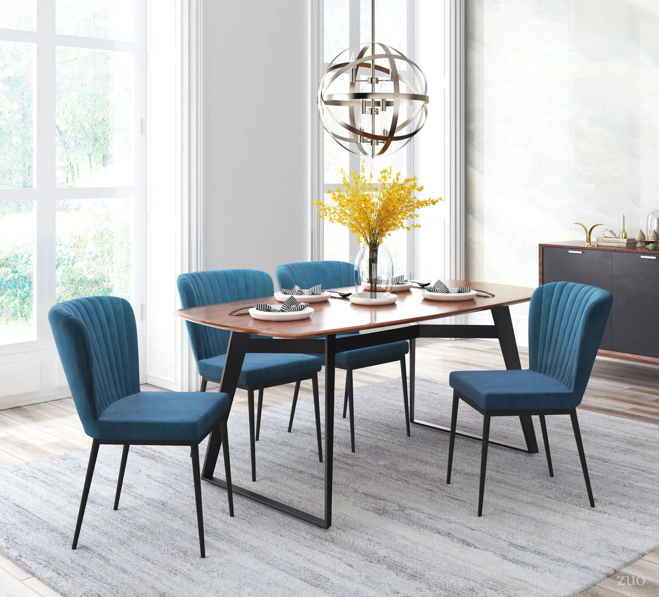 Blue Upholstered Dining Room Chair (Set of 2) - Tolivere-2