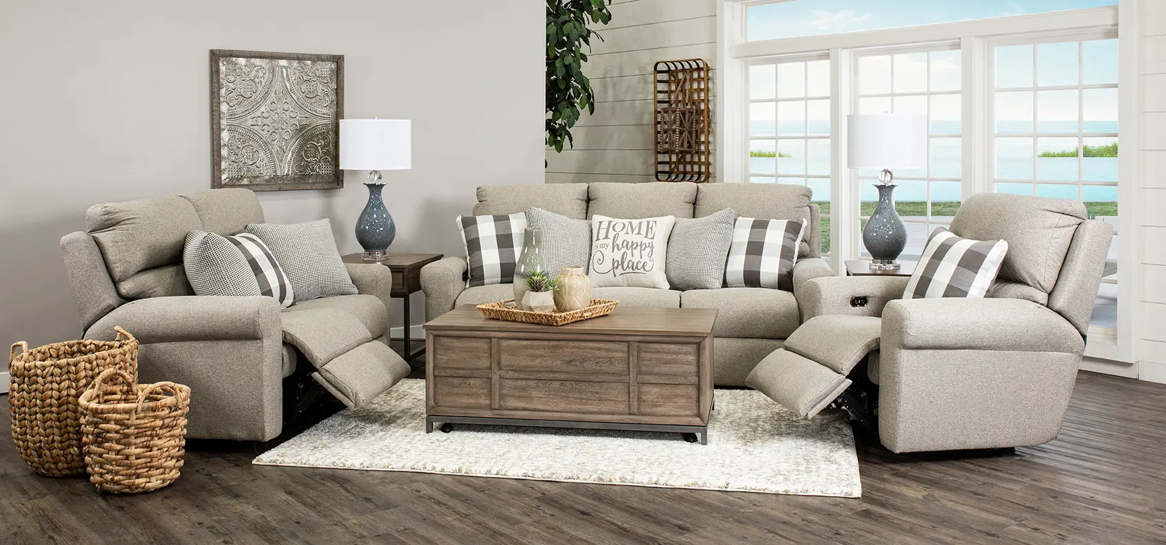 61212/1605-58 Westport Gray Lay Flat Power Reclining Loveseat-2