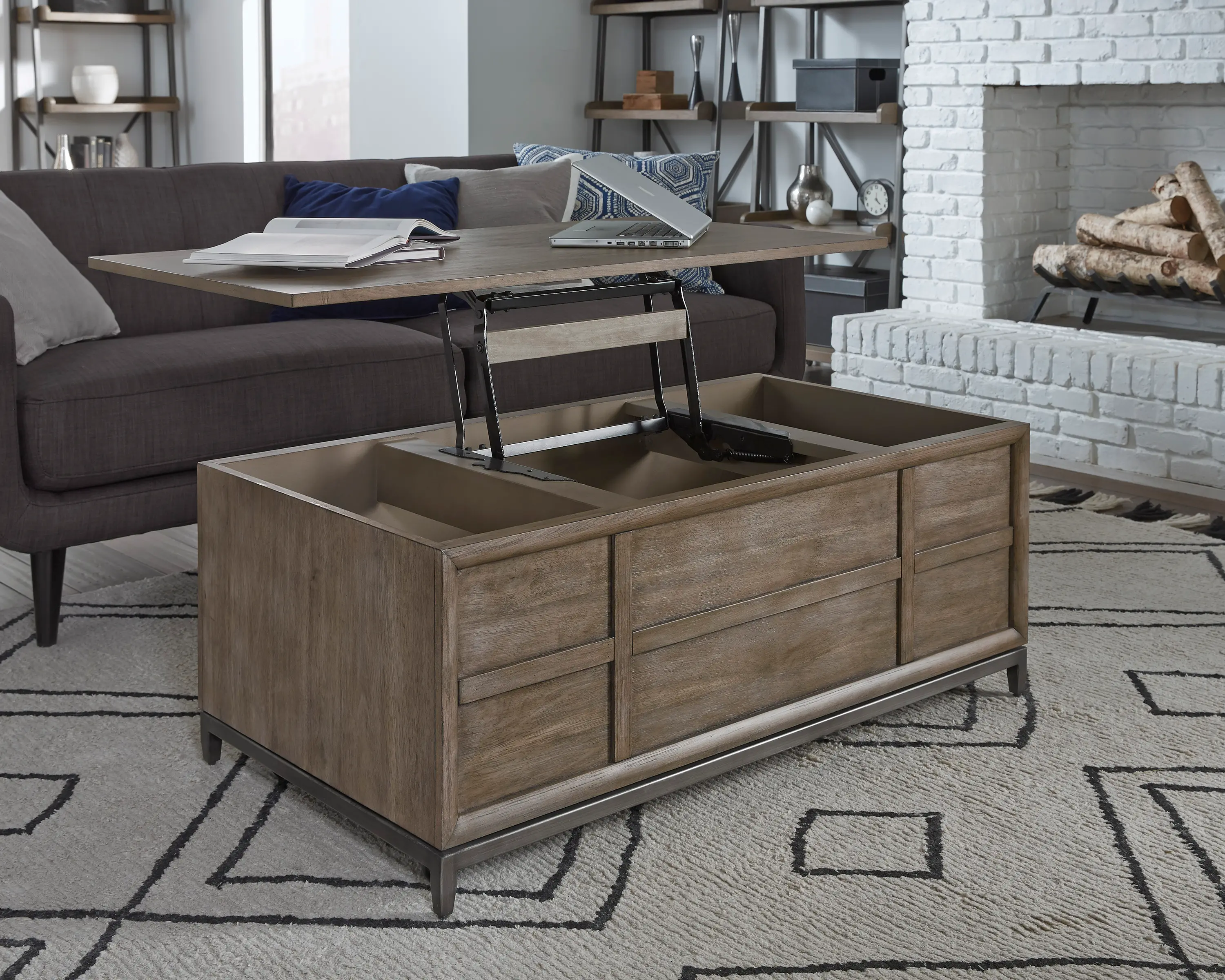 Trellis Desert Brown Lift-top Coffee Table-2
